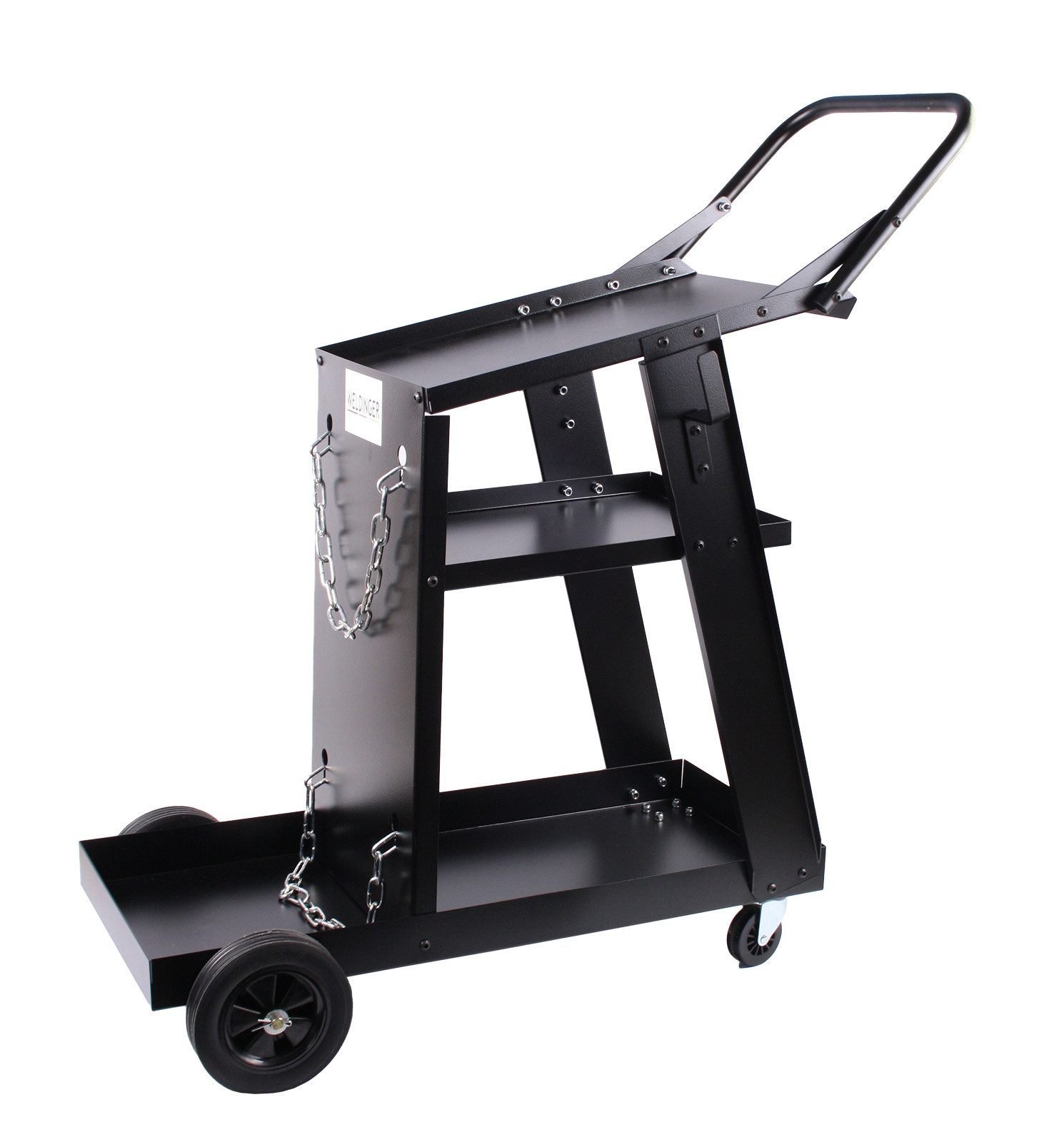 WELDINGER Schweißtisch Schweißerwagen ECO 1,5 mm Stahlblech 3 Ebenen (Schweißmobil Trolley), 3 Ebenen für bis zu 2 Schweißinverter und Zubehör