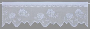 Querbehang Igel, HOSSNER - ART OF HOME DECO, Stangendurchzug (1 St), halbtransparent, Wirkware, handgehäkelte Spitze, weiß, Baumwolle