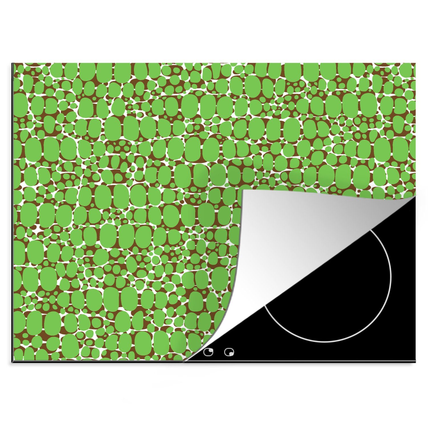 MuchoWow Herdblende-/Abdeckplatte Krokodil - Textur - Muster - Grün, Vinyl, (1 tlg), 60x52 cm, Mobile Arbeitsfläche nutzbar, Ceranfeldabdeckung