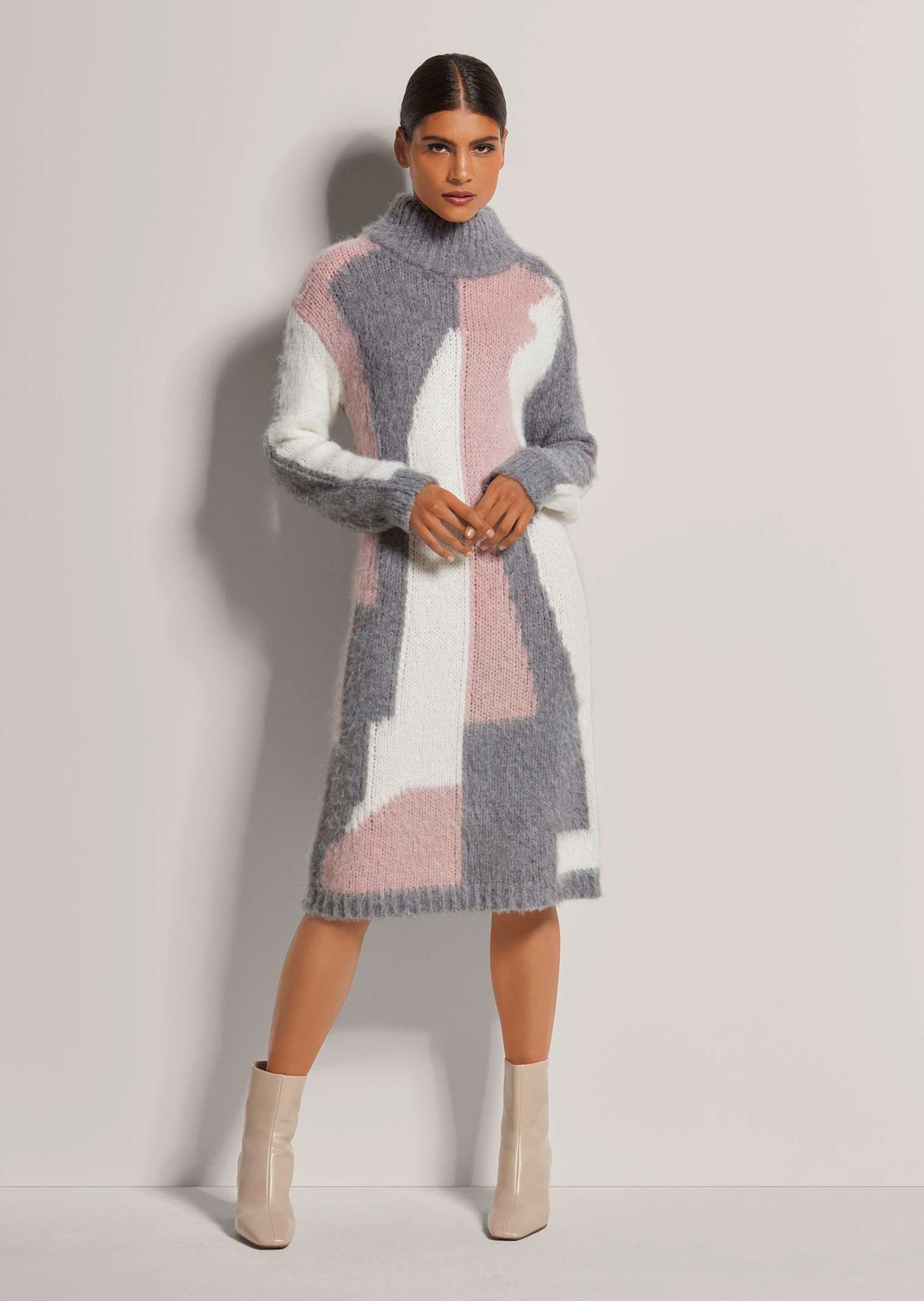 Strickkleid Intarsien-Kleid in H-Linie