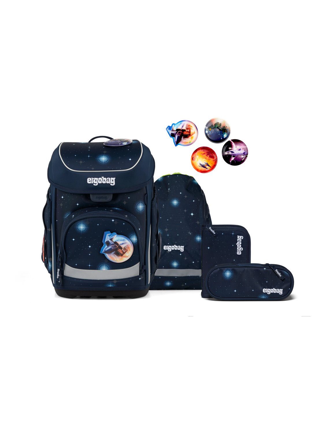 ergobag Schulranzen cubo Set (5-tlg., 5-teiliges Set), größenverstellbares Rückensystem