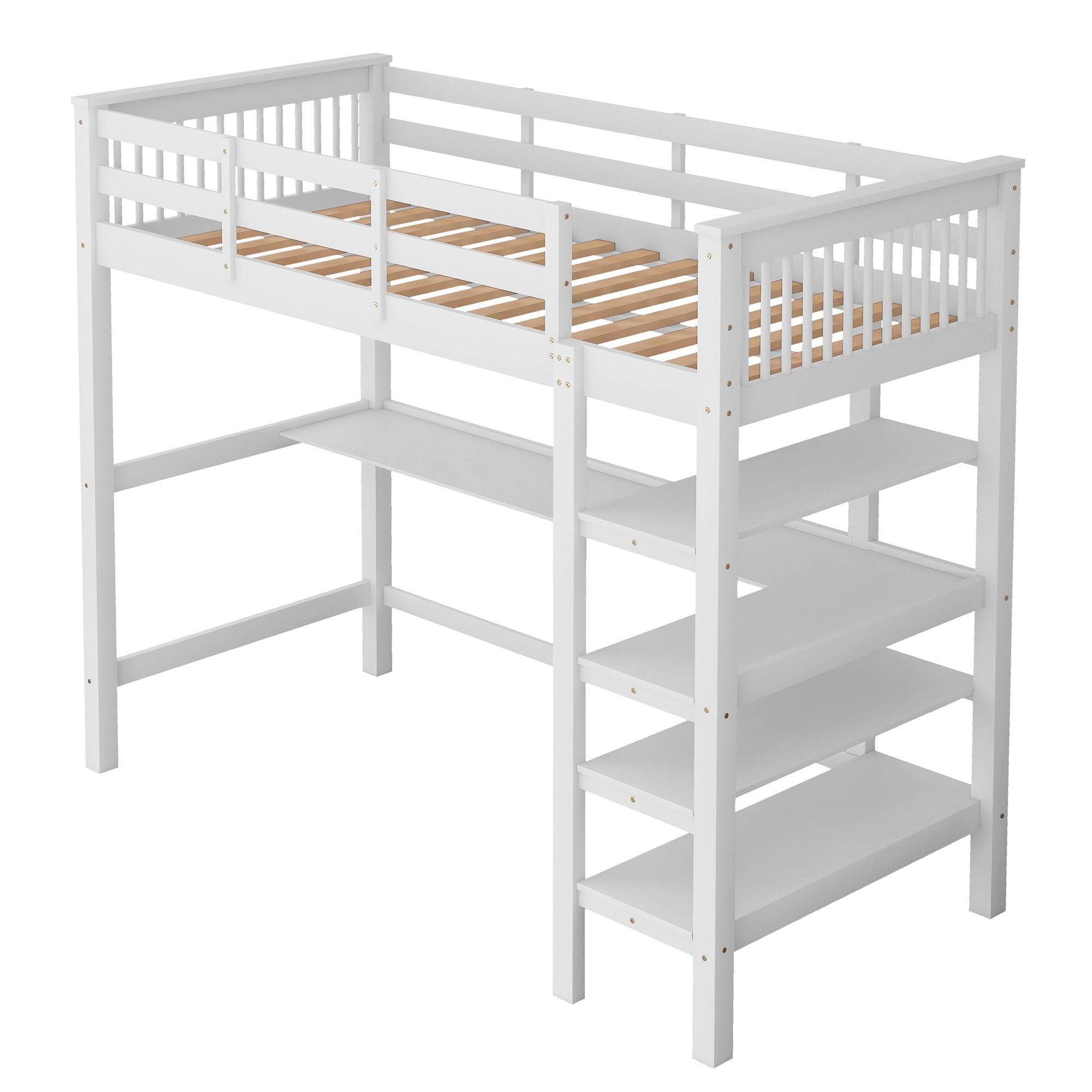 SOFTWEARY Hochbett Kinderbett mit Lattenrost (90x200 günstig online kaufen