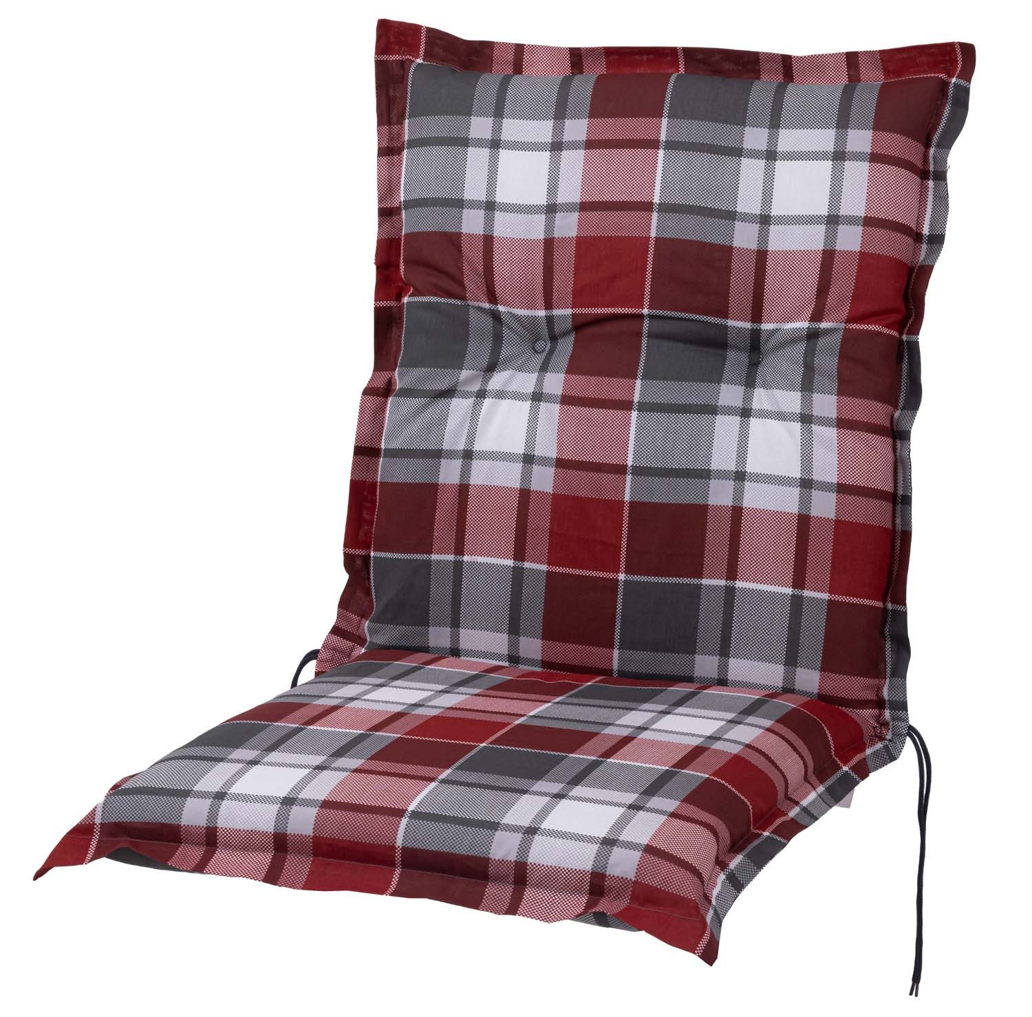 Sun Garden Sesselauflage Niederlehner Prato 10610-350 rot-grau-weiß kariert 100x50x6,5 cm SG