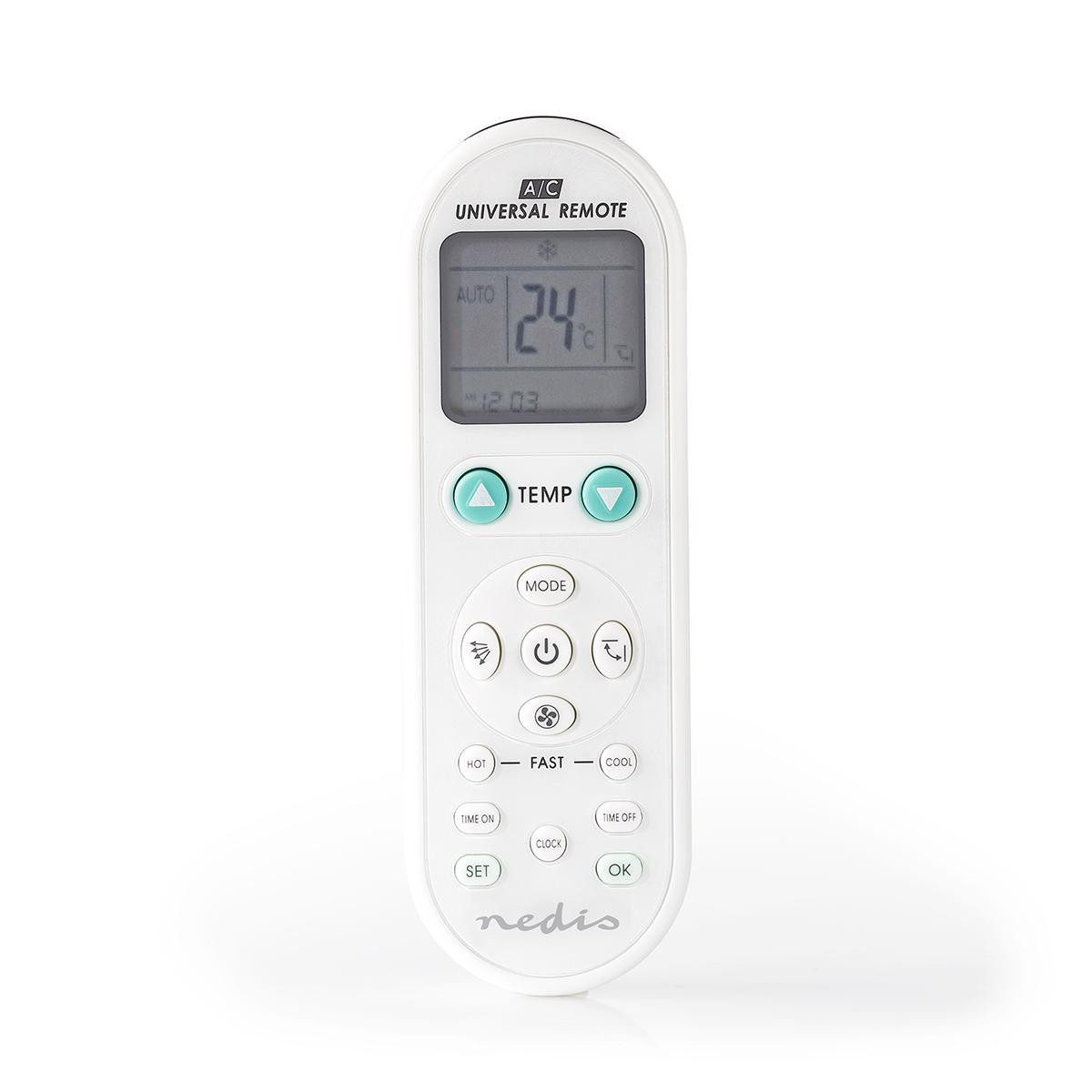 Nedis ACRC1WT Universal-Fernbedienung (Programmierung, 2x AAA/LR03, flexible Nutzung für Klimaanlagen)