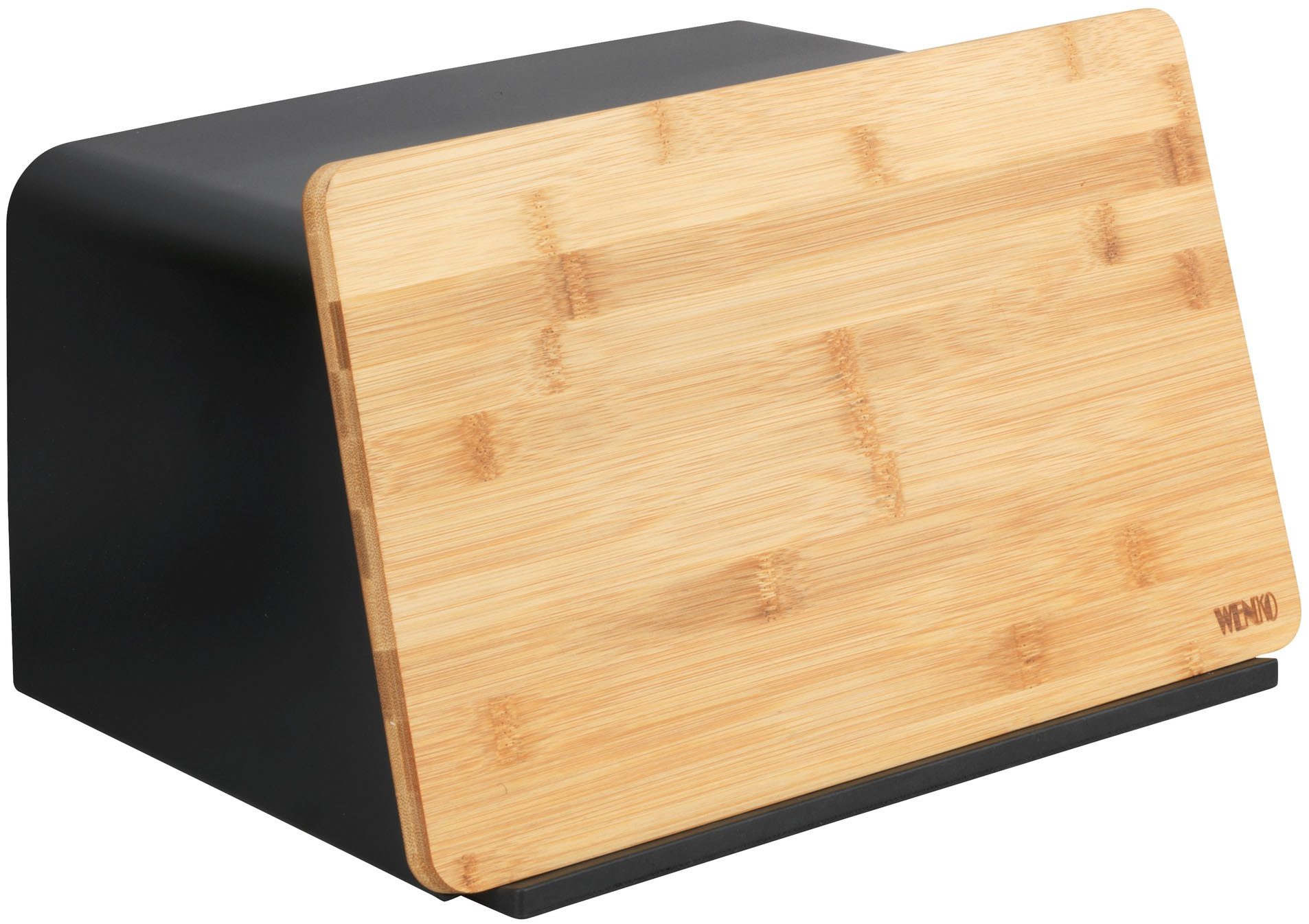 WENKO Brotkasten Modell Kubo, Bambus, Kunststoff, (1-tlg), moderne Brotbox mit integriertem Schneidebrett als Deckel