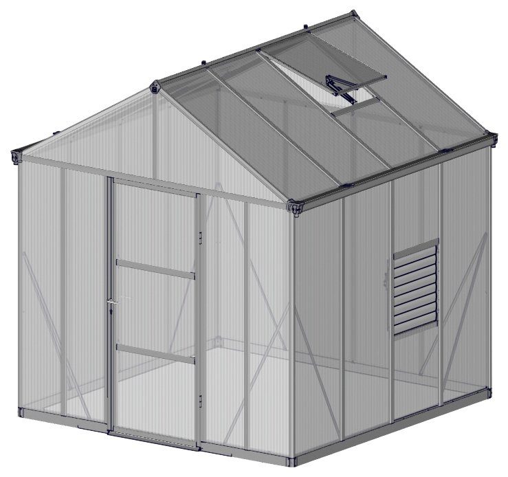 Palram - Canopia Gewächshaus Glory 8x8, BxTxH: 244 x 244 x 268 cm, 10 mm Wandstärke