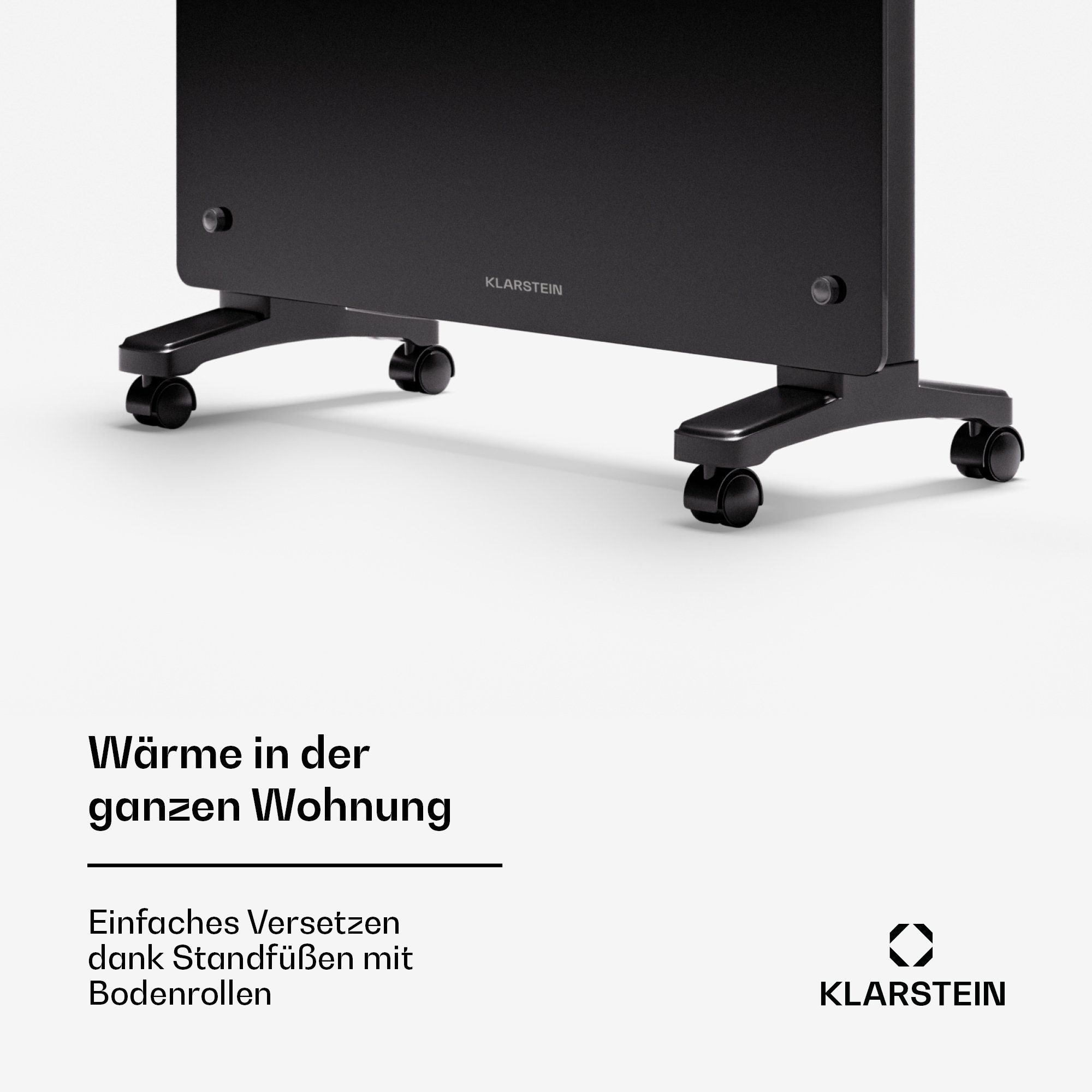 Klarstein Heizstrahler Bornholm Schwarz Heizstrahler Heizung Badezimmer Wifi 1500 Küche Smart W, 1500, Elektrische LED