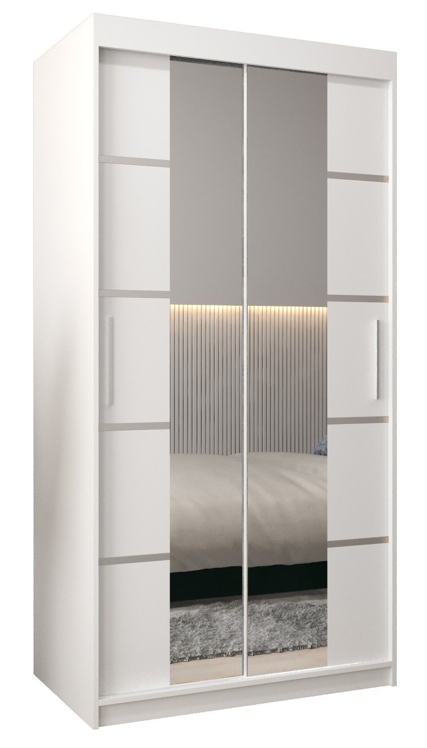 ABIKS MÖBEL Schwebetürenschrank Verona 4 Schlafzimmerschrank, mit Spiegel, Kleiderstange und Regalen
