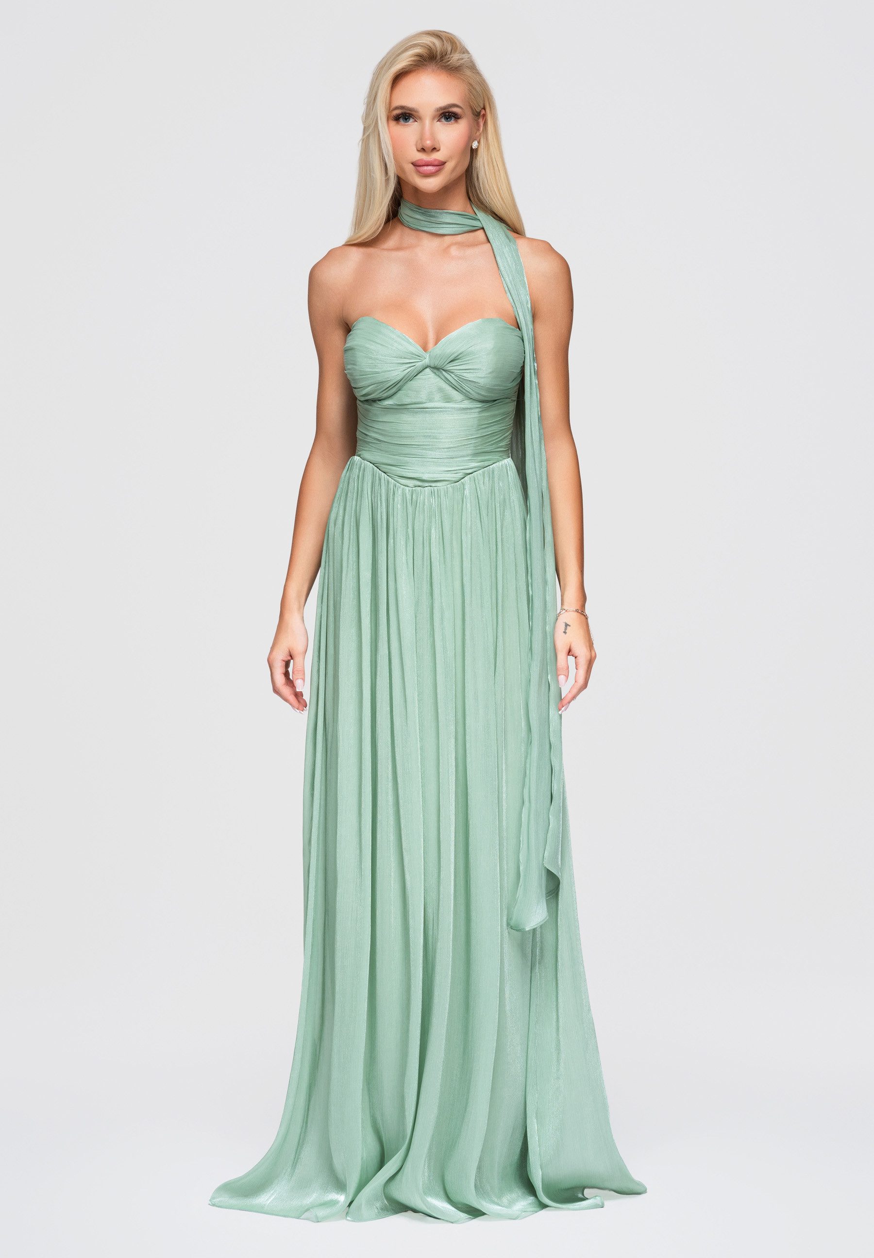OMBRE Abendkleid Dress LA-OM-DLR408 light green S Hellgrün L (kein Set, 1-tlg)