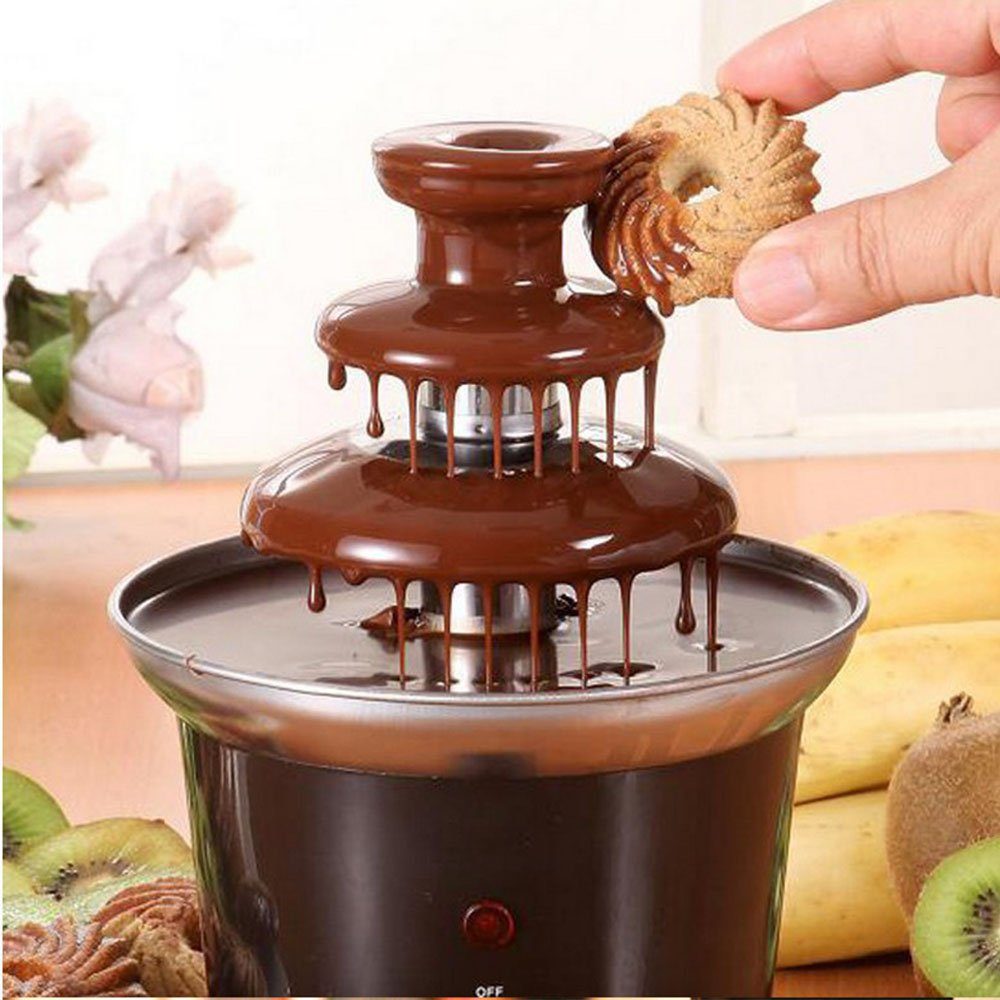 MOUTEN Schokoladenbrunnen Mini-Schokoladenbrunnenmaschine mit drei Schichten, Schokoladenfondue