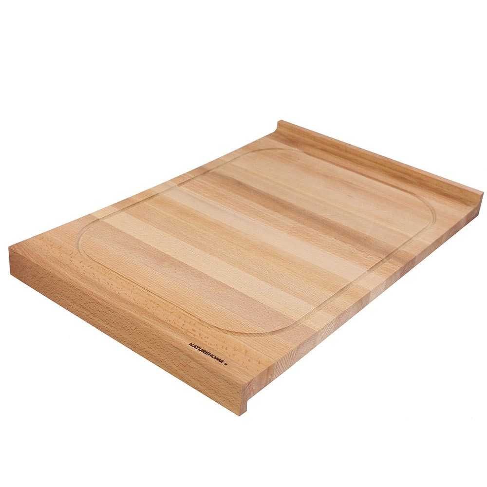 Schneidebrett NATUREHOME Schneidebrett 60x40x4cm Tranchierbrett mit Saftrille