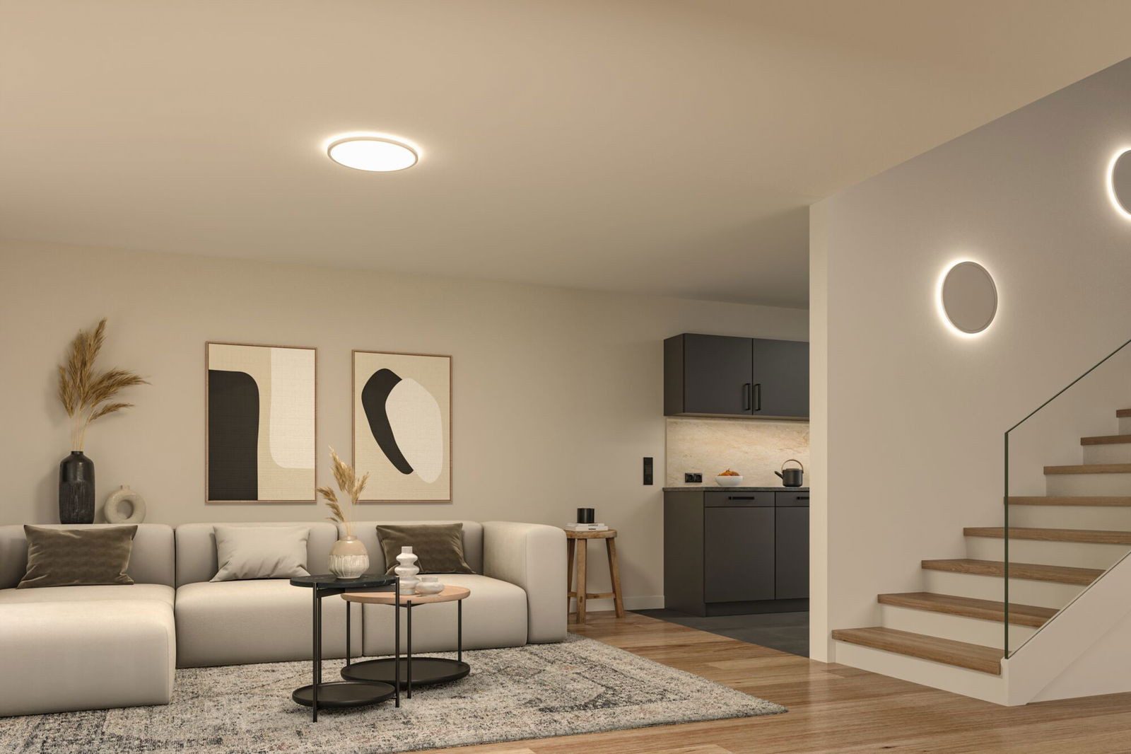 Paulmann LED Panel LED Panel Atria Shine rund 400mm 323W 3680lm / 280lm 3000K, LED fest integriert, Warmweiß