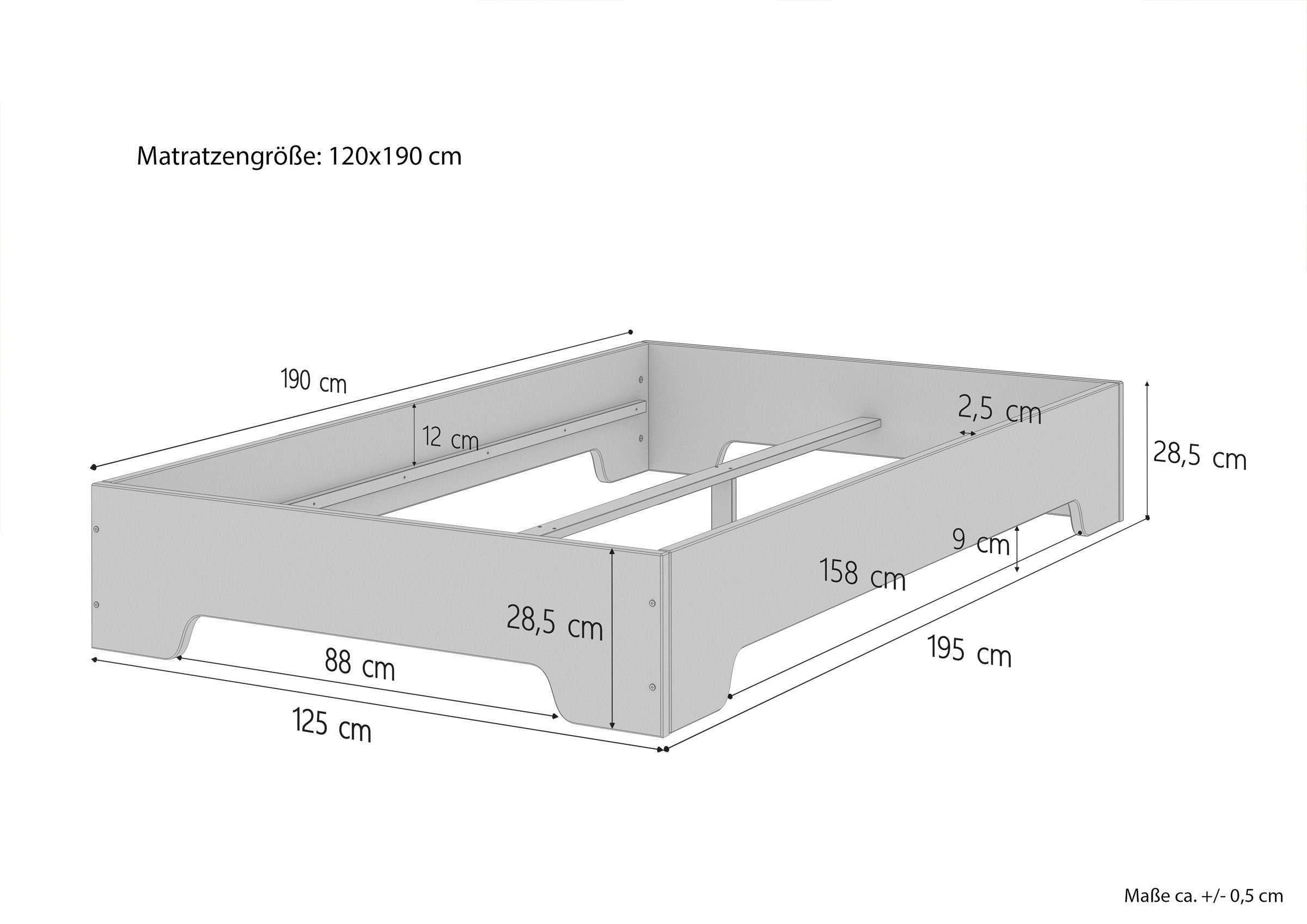 massiv Stabiles ERST-HOLZ wählbar, Bett Futonbett Kiefer natur 120x190 lackiert Kieferfarblos Zubehör