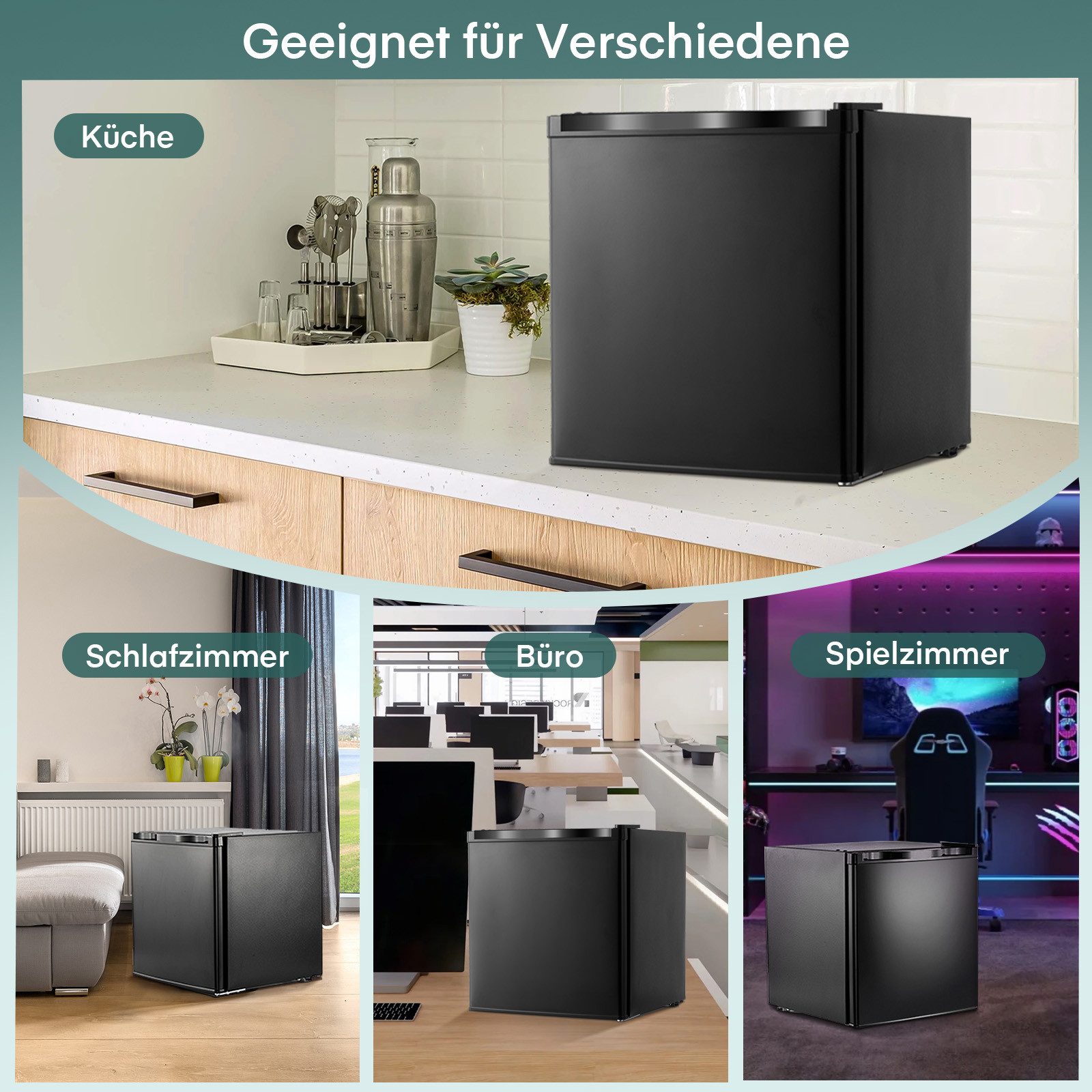 FOHERE Gefrierschrank Mini Freezer 32L, Gefrierbox, -22°C perfekt Tiefkühlen, 43DB, 49.8 cm hoch, 47.3 cm breit, Türanschlag, verstellbare Füße und herausnehmbare Einlegeböden