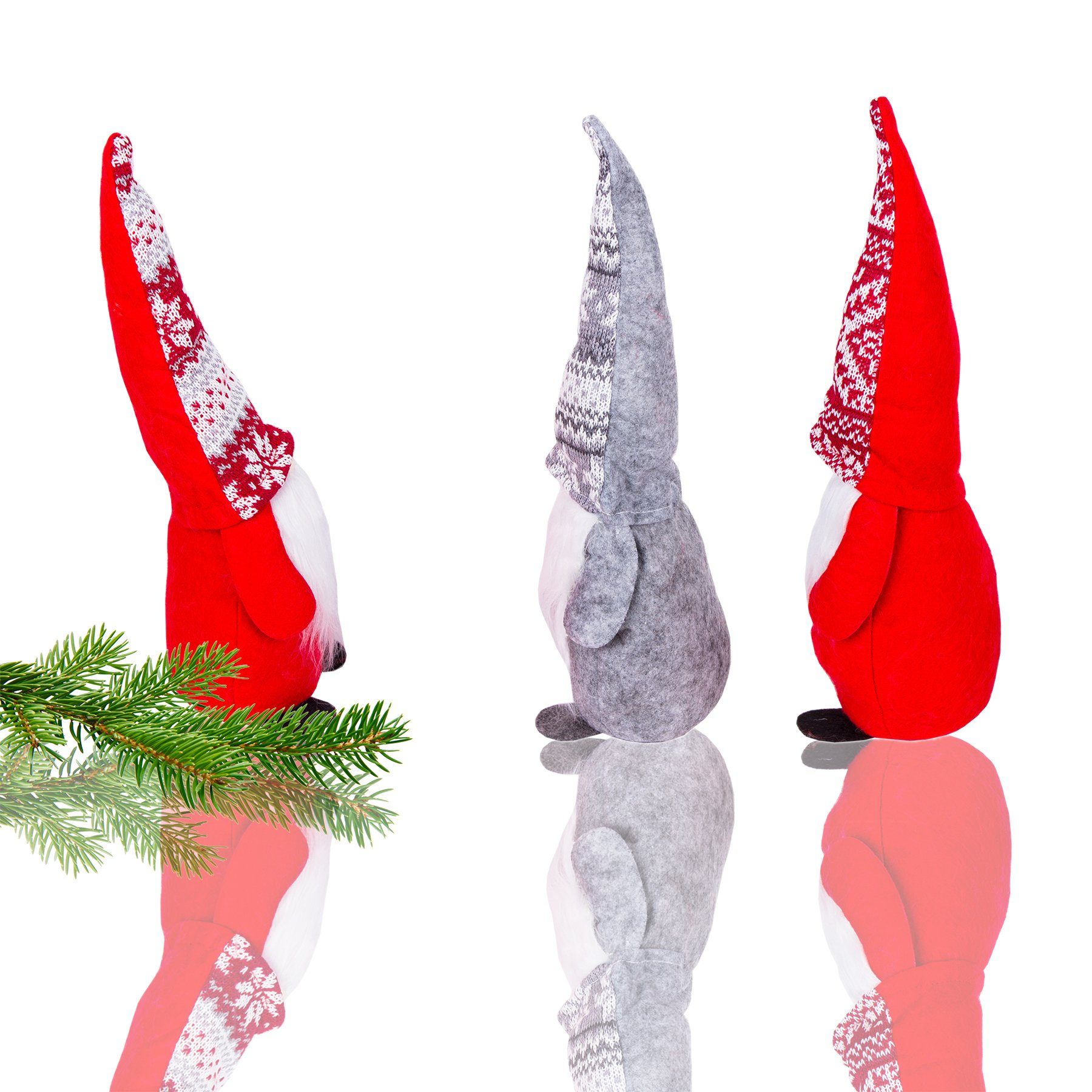 Dekofigur BigDean in (3 Weihnachtswichtel und Farben Rot den 3er Set Grau St)
