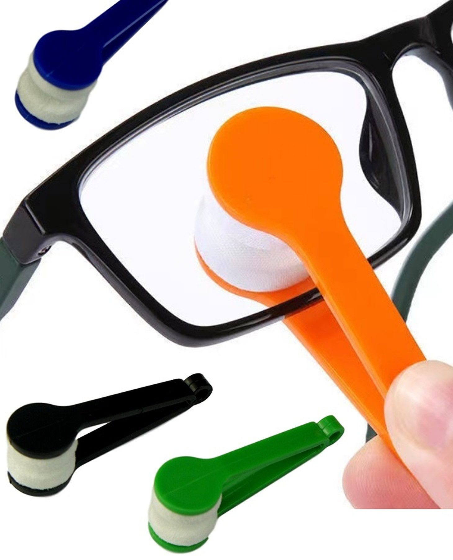 Schlüsselanhänger Set 4 x Brillenreiniger in Zangenform, Brillenputzer Set [auch als Schlüs