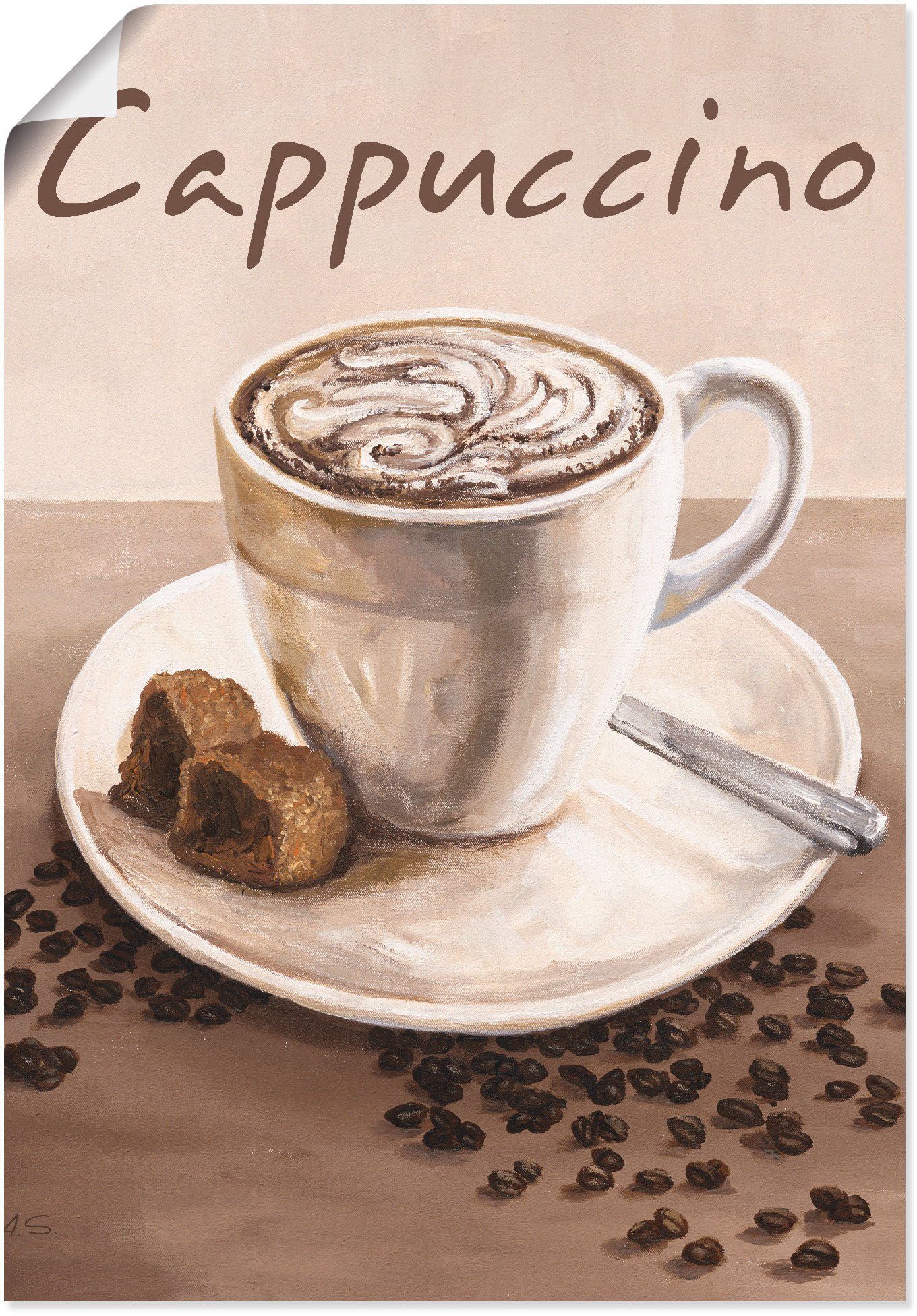 Artland Wandbild Cappuccino - Kaffee, Verschiedene Bilder & als (1 Wandaufkleber Alubild, Leinwandbild, in Größen, Poster Größen oder Produktarten St), versch. Kaffee