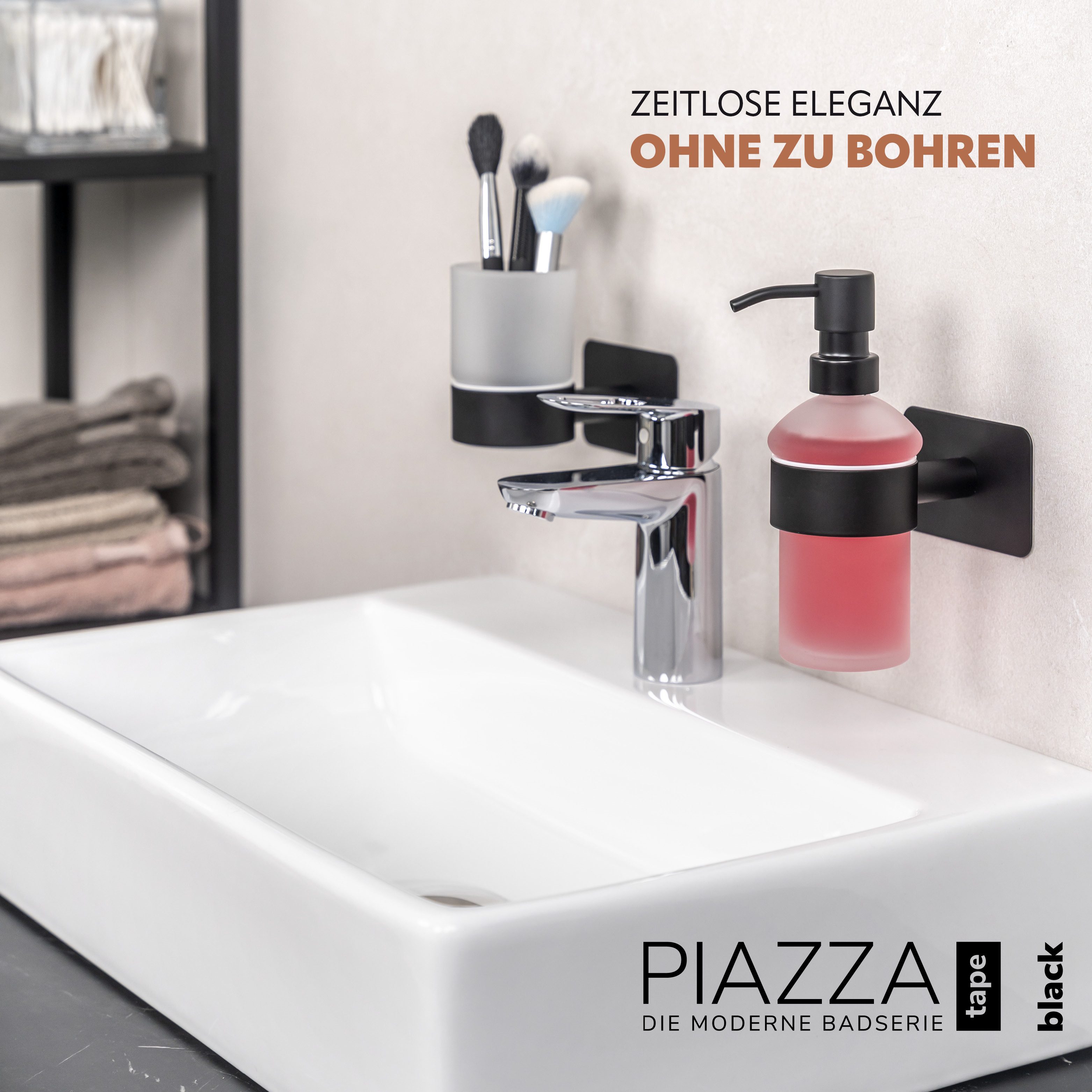 bremermann Seifenspender Bad-Serie PIAZZA BLACK TAPE - mit Klebepad, schwar günstig online kaufen