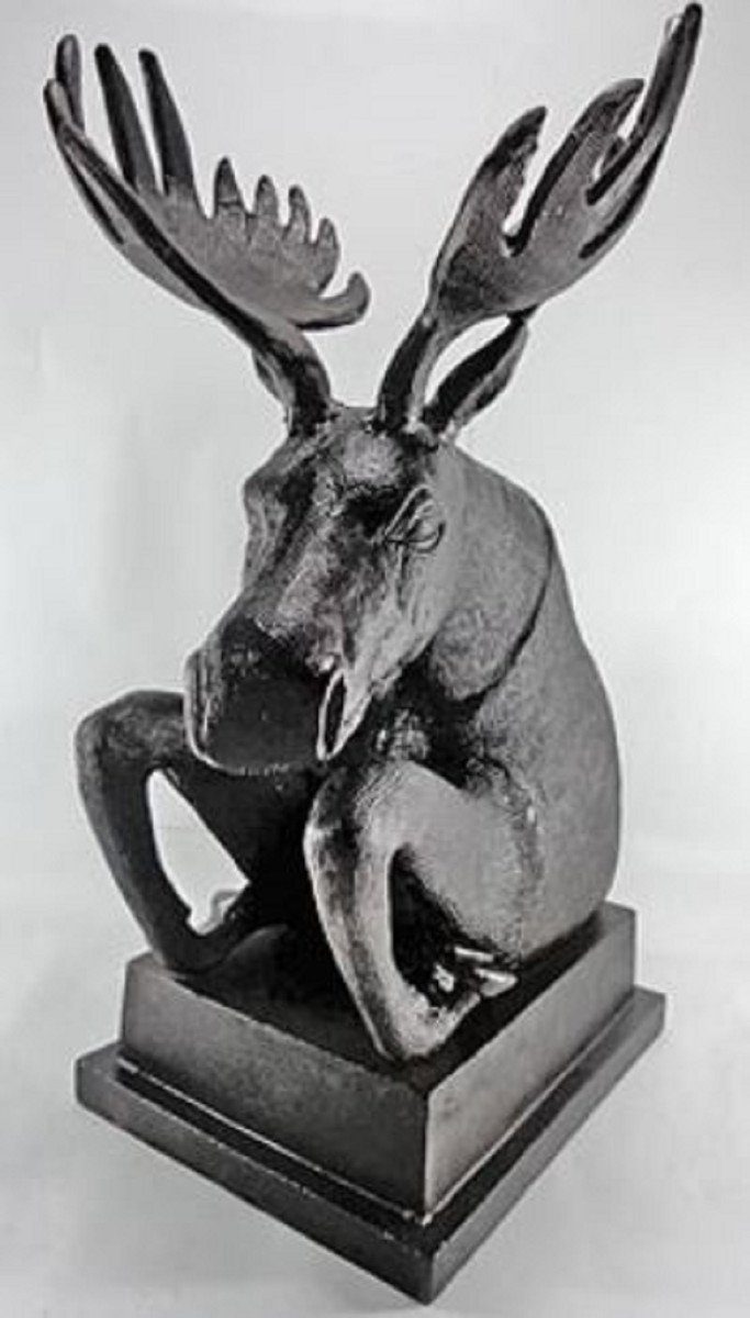 Schwarz x Dekofigur Padrino 55 32 cm Casa Elch Luxus - 36 Skulptur x mit H. Dekoobjekt Aluminium Sockel