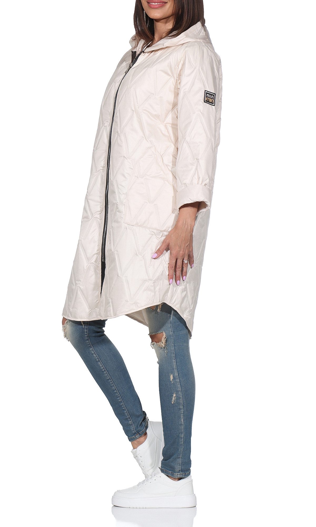 simaranda Langjacke Steppjacke lang stylischer Trenchcoat 5343 mit Kapuze