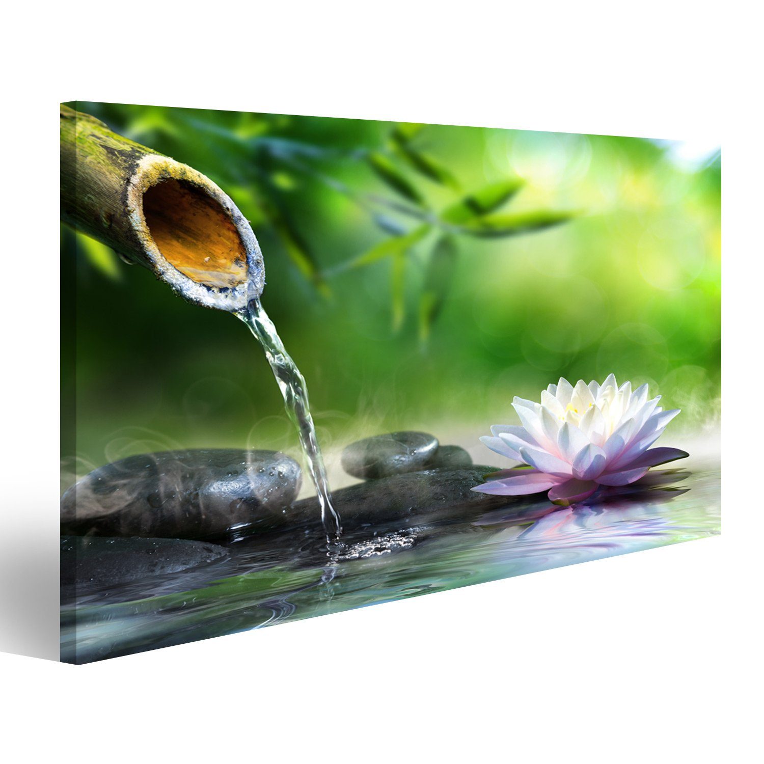 islandburner Leinwandbild Bild auf Leinwand Zen Garten Mit Massage Steine Und Seerose Wandbild