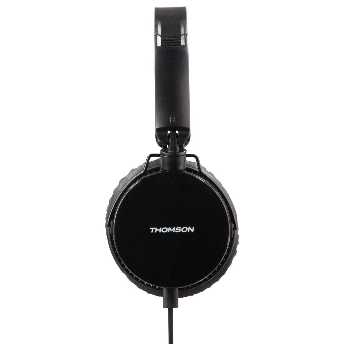 Thomson On-Ear Kopfhörer Headset mit flachem Kabel Telefon-Funktion  HED2207BK On-Ear-Kopfhörer, Remotefunktion f. Musiksteuerung, wenn vom  Handy unterstützt