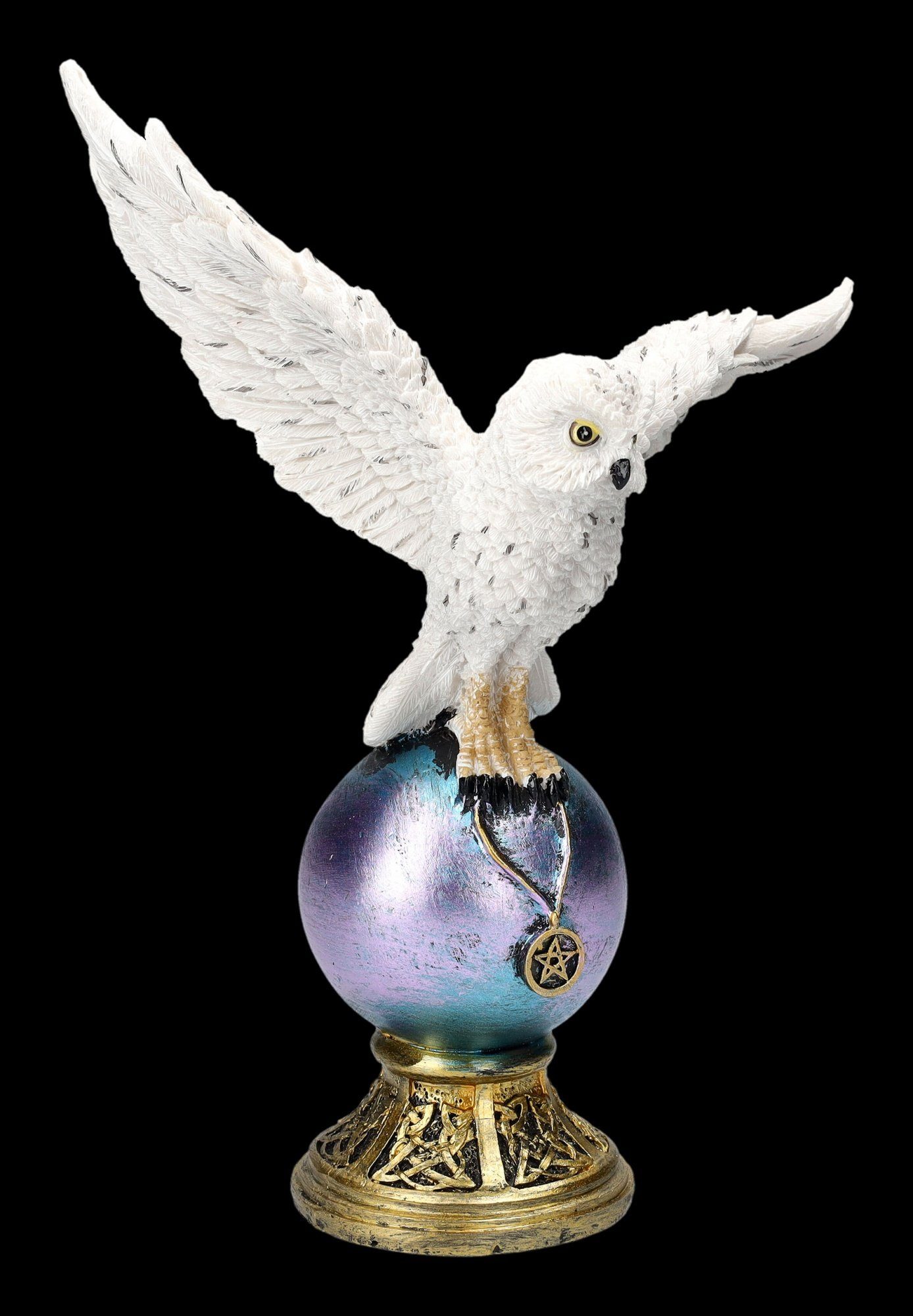 Figuren Shop GmbH Fantasy-Figur Eulenfigur mit Pentagrammkette - Magick Flight - Fantasy Dekofigur