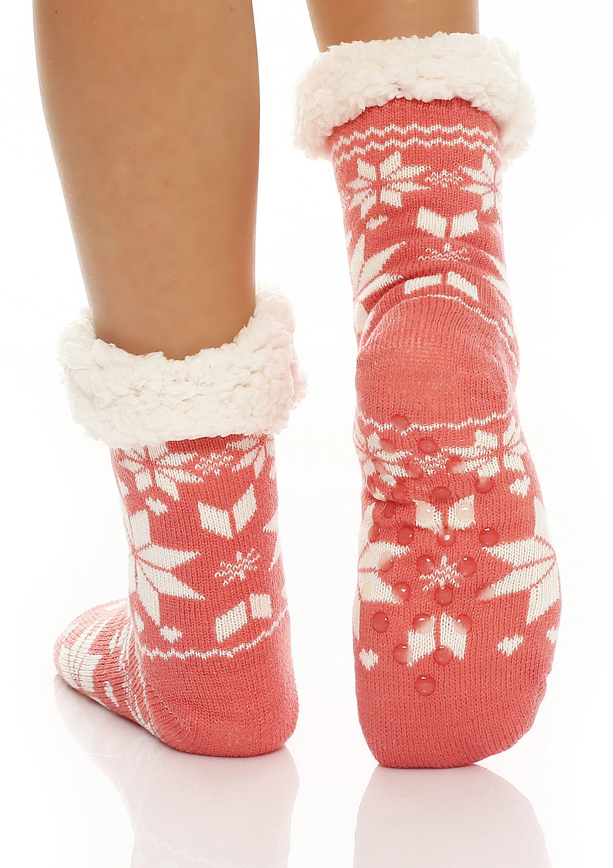 Antonio Kuschelsocken Damen Hütten Hausschuhe CL 028 Rosa one Size (35-42)