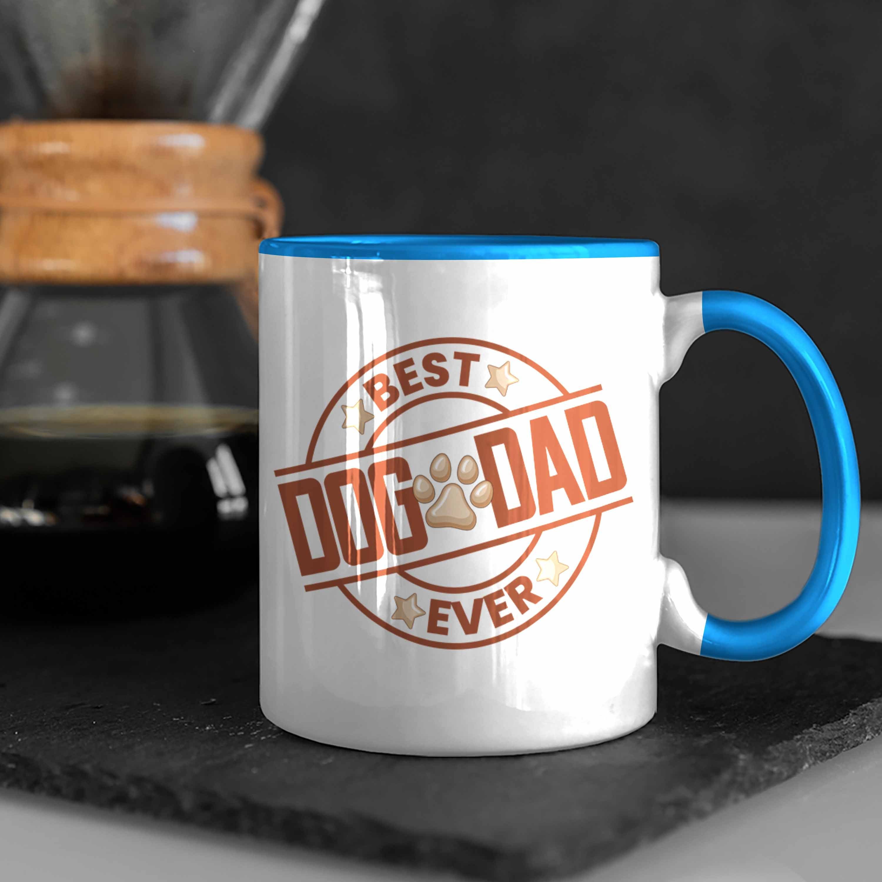 Trendation - Hundepapa Dad Ever Trendation Tasse Blau Bester Dog Tasse Geschenkidee Geschenk Papa Hunde