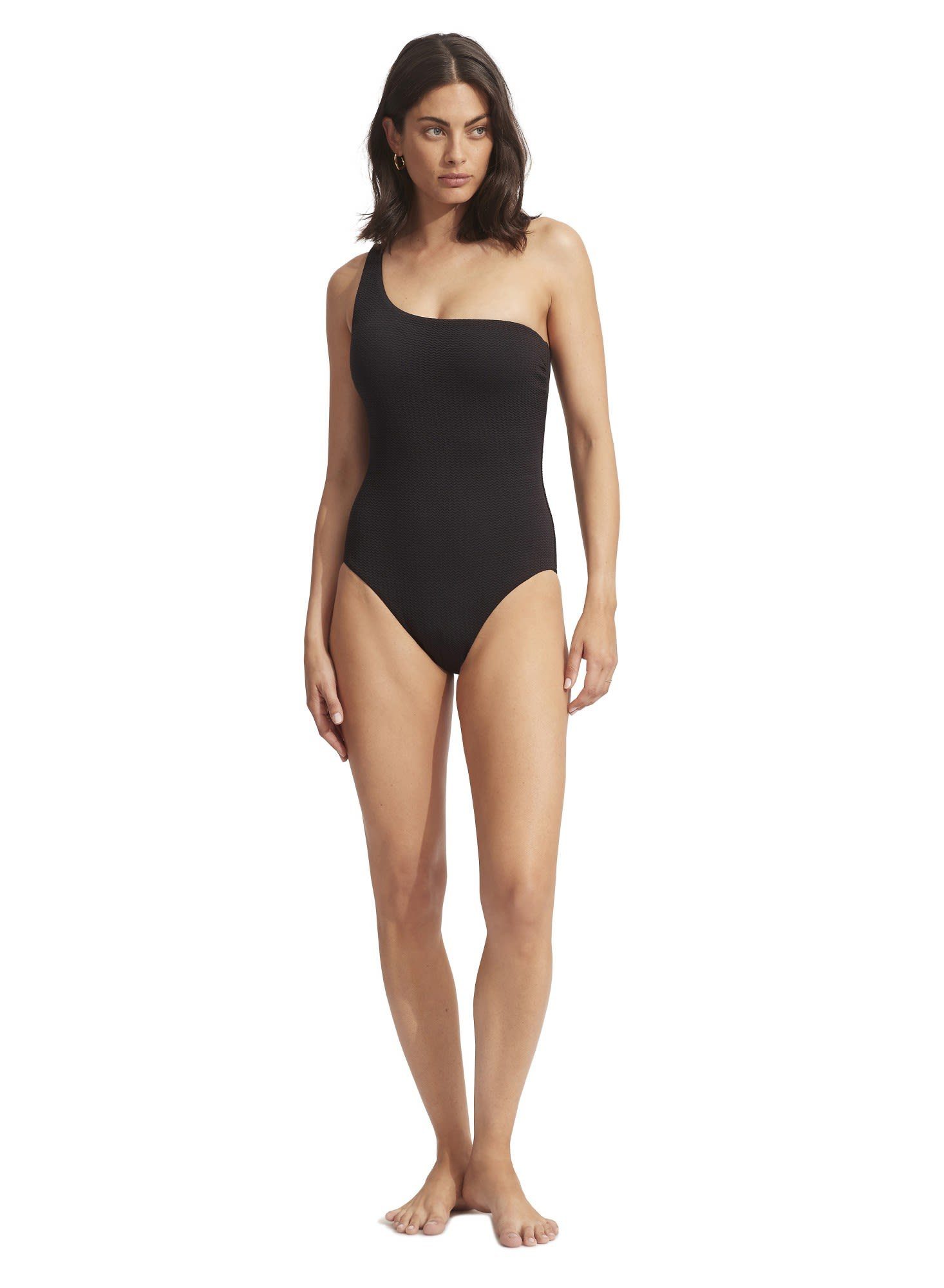 Seafolly Bügel-Bikini Seafolly W Sea Dive One Shoulder One Piece Damen Black | Bikinis