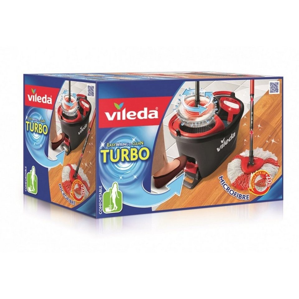Vileda Bodenwischer-Set Turbo Easy Wring & Clean, ideal für Laminat,  Parkett, Fliesen, Er entfernt gründlich und mühelos fetthaltigen Schmutz