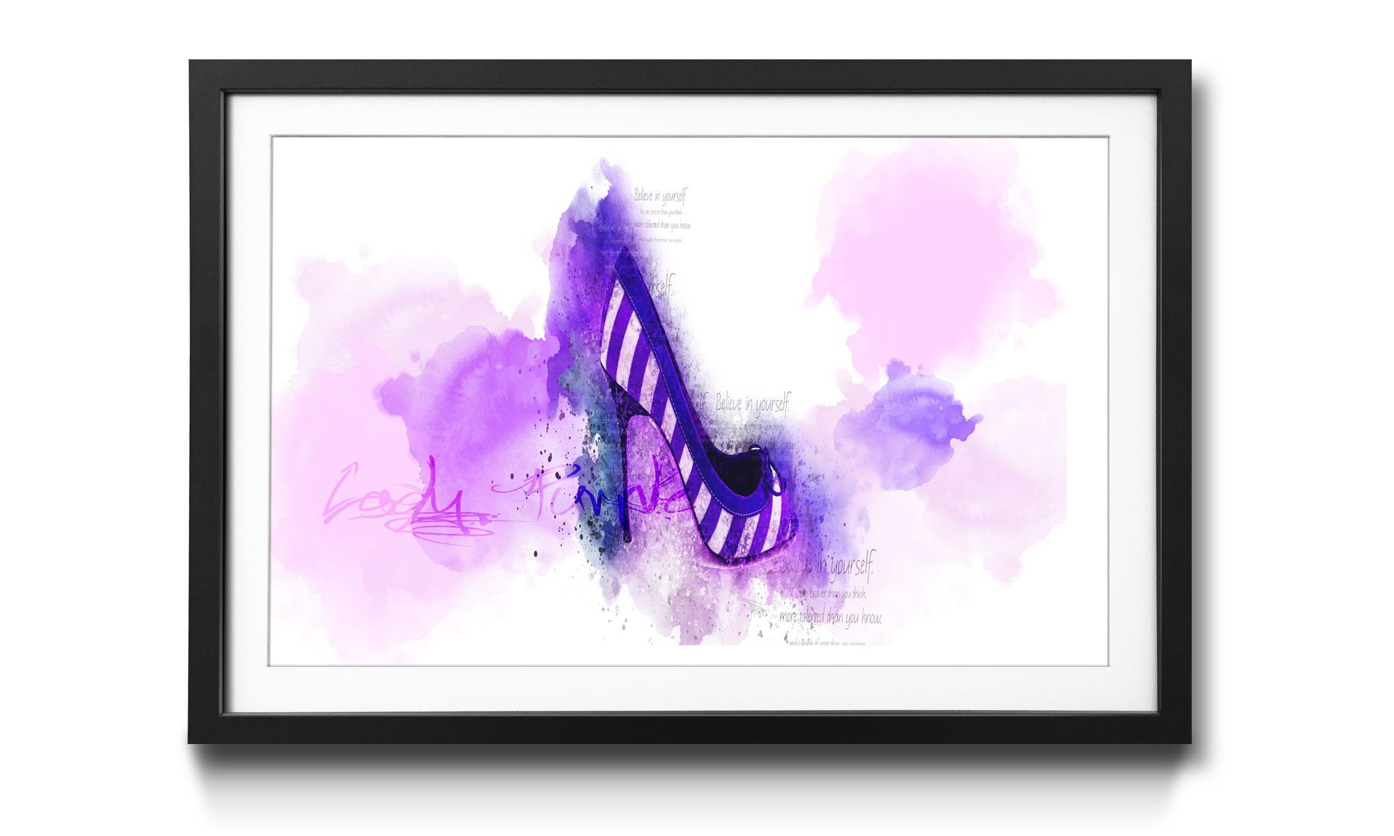 in erhältlich Bild Highheels, Größen WandbilderXXL Wandbild, Lady mit Purple, Rahmen 4