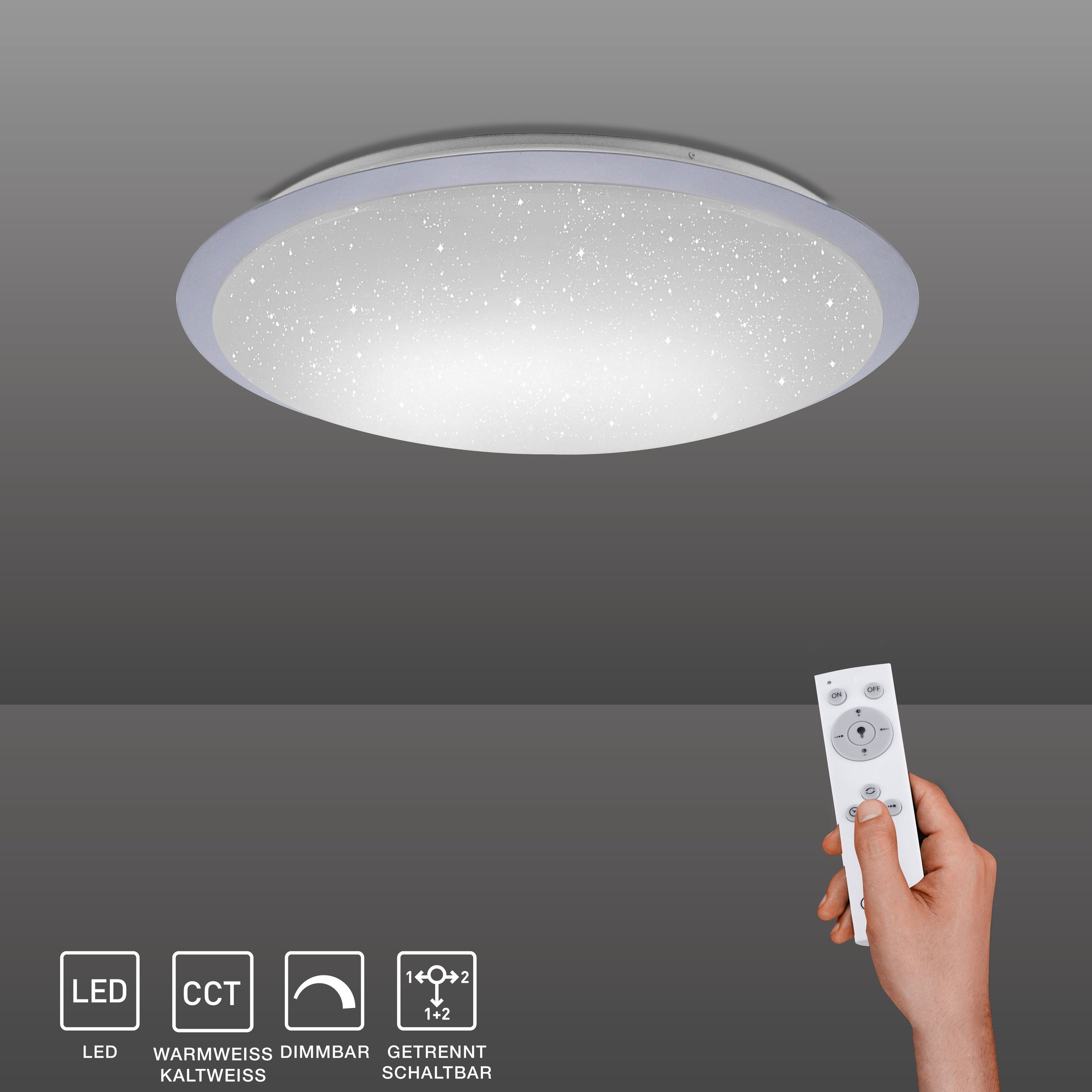 rund IR-Fernbedienung, CCT-Farbtemperaturregelung, bis SellTec Deckenleuchte Dimmfunktion, LED 1 Sternenhimmeloptik 40 Memoryfunktion, warmweiß Deckenleuchte kaltweiß LED-Board/ x LAVINIA, kaltweiß, warmweiß LED Watt,