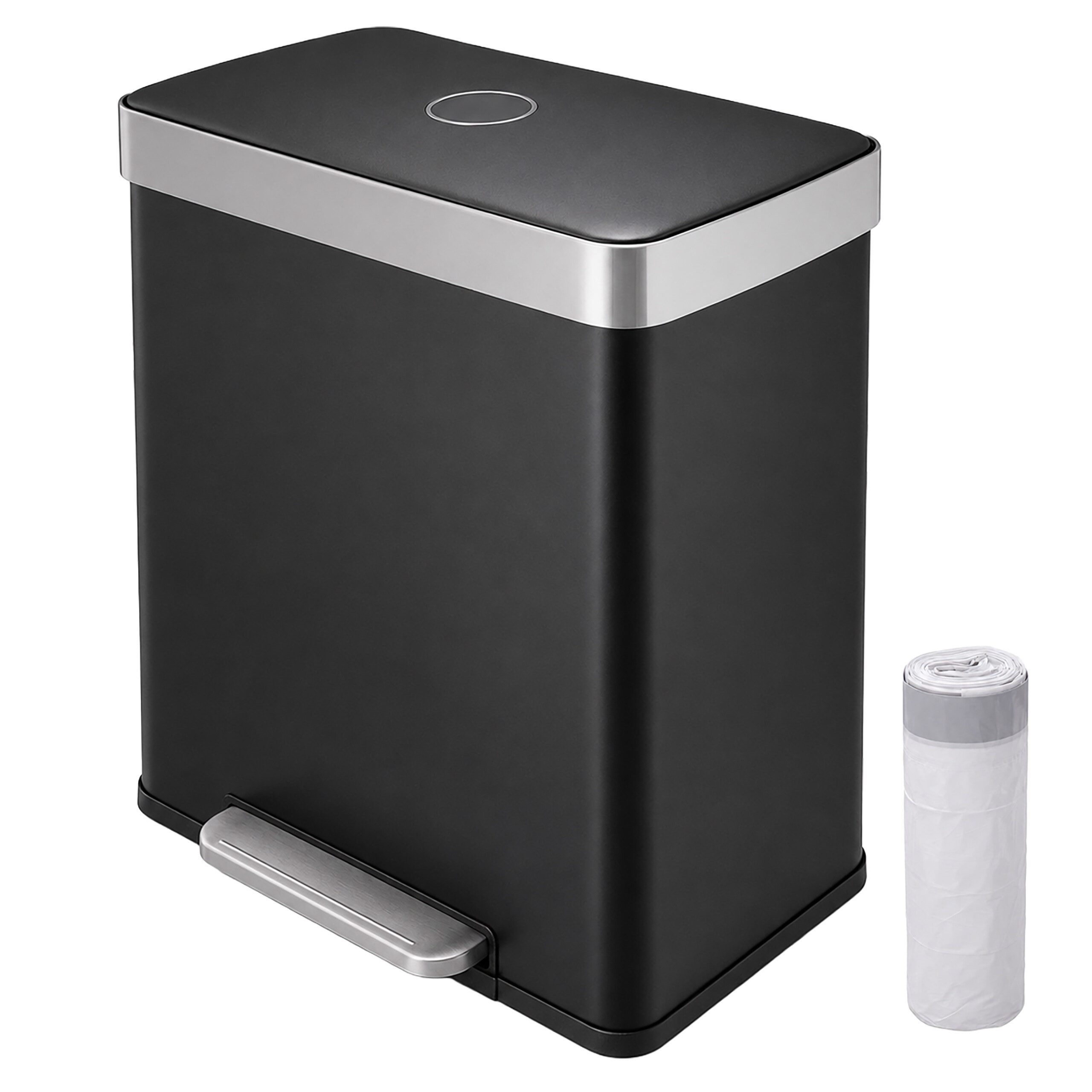 relaxdays Mülltrennsystem Mülleimer 2 Fächer 2x30 l, schwarz