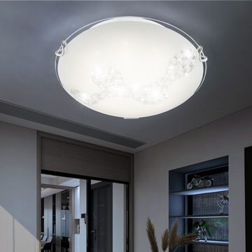 Globo LED Deckenleuchte, LED-Leuchtmittel fest verbaut, Neutralweiß, 8 Watt LED Glas Design Decken Gästezimmer Metall Beleuchtung Kristall