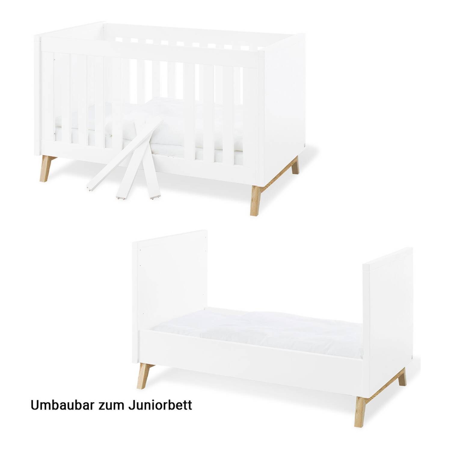 Möbel Babymöbel Lomadox Babyzimmer-Komplettset RIJEKA-134, (3-tlg), Babyzimmer mit Wickelkommode und Kinderkleiderschrank in wei