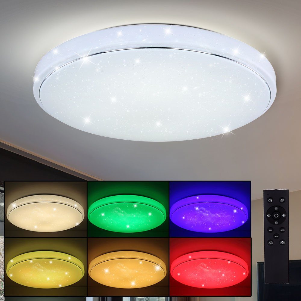 etc-shop LED Deckenleuchte, LED-Leuchtmittel fest verbaut, Kaltweiß,  Warmweiß, Neutralweiß, Tageslichtweiß, LED Deckenleuchte mit Fernbedienung LED  Deckenleuchte Farbwechsel RGB
