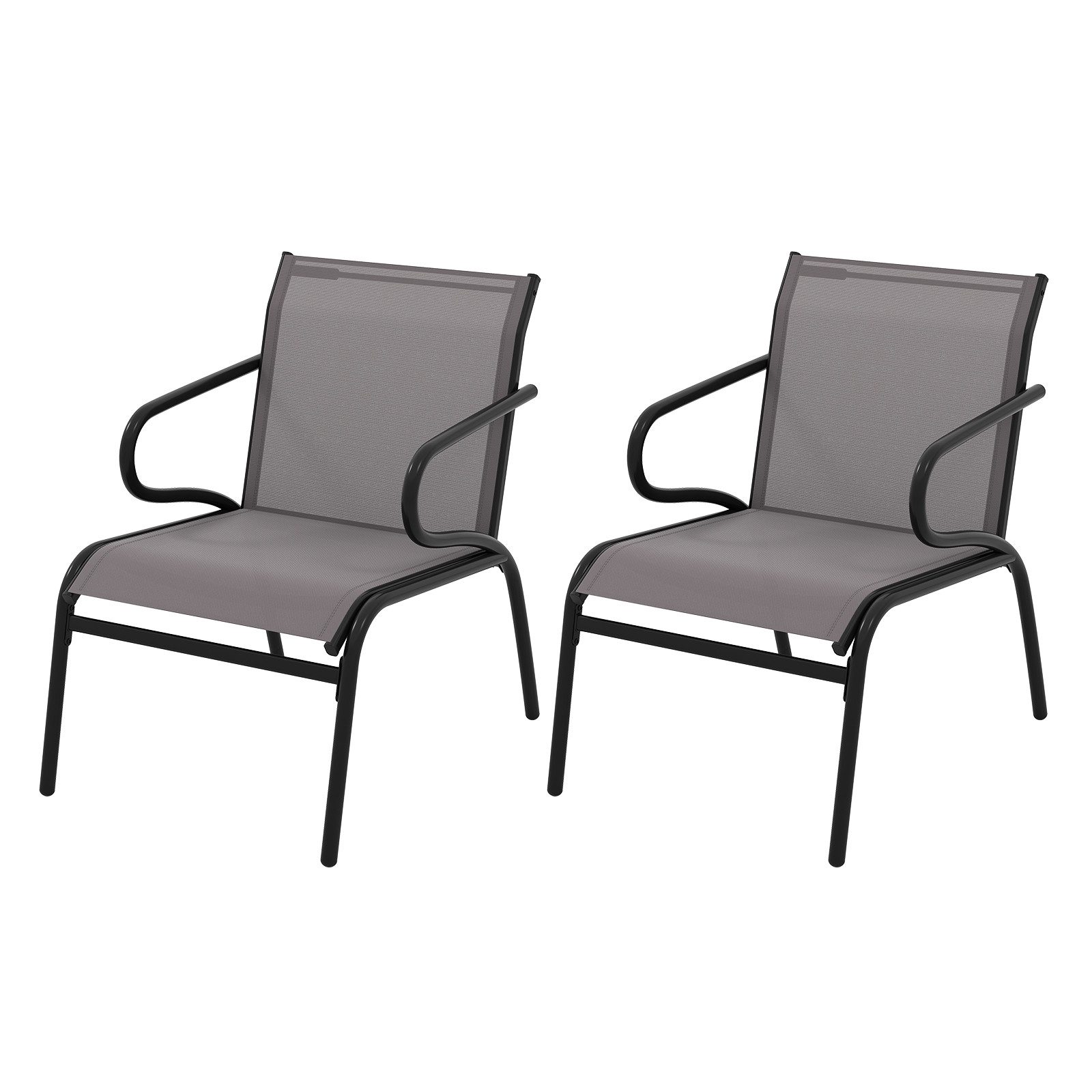 COSTWAY Gartenstuhl (2 St), Terrassenstühle, Gartenmöbel bis 150kg belastbar