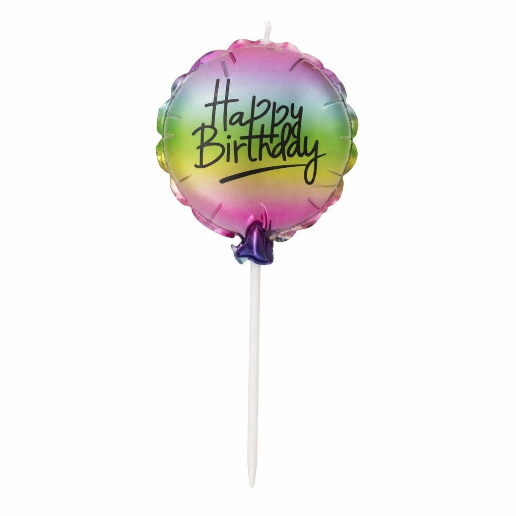 XiRRiX Geburtstagskerze Tortenkerze Ballon Happy Birthday Kuchendeko 13 cm (Kuchentopper, Tortenstecker), Tortendekoration Kerze in Regenbogenfarben