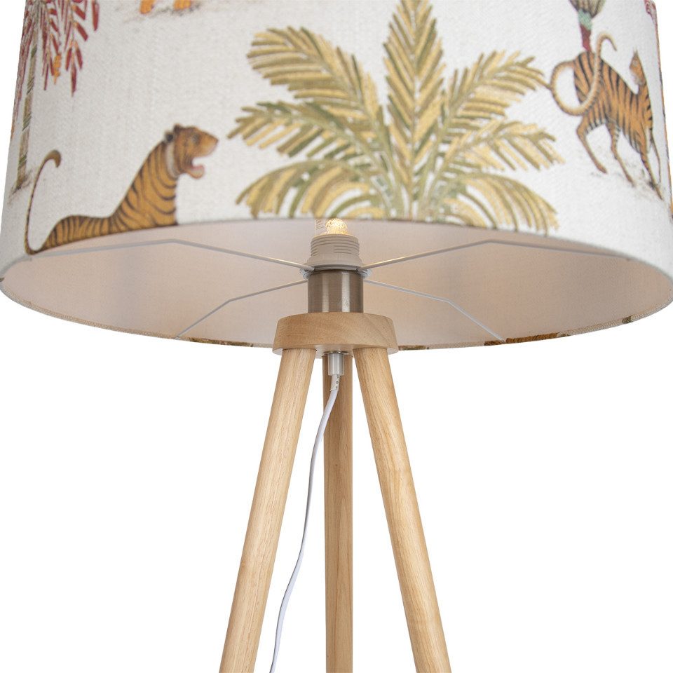 Qazqa Stehlampe Lou, ohne Leuchtmittel, Neutralweiß, QAZQA Stehlampe, e27, Naturel, Holz, Skandinavisch
