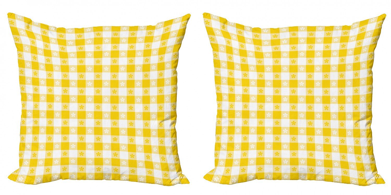 Kissenbezüge Modern Accent Doppelseitiger Digitaldruck, Abakuhaus (2 Stück), Gelb und Weiß Land Picknick