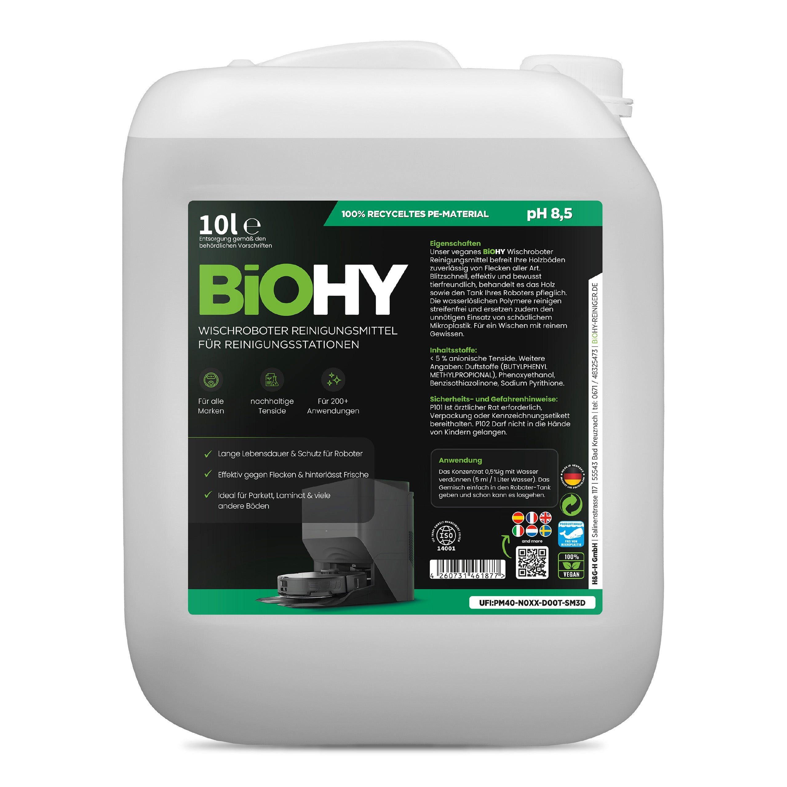 BiOHY Hartbodenreiniger Wischroboter Reinigungsmittel für Reinigungsstationen 1 x 10 L...