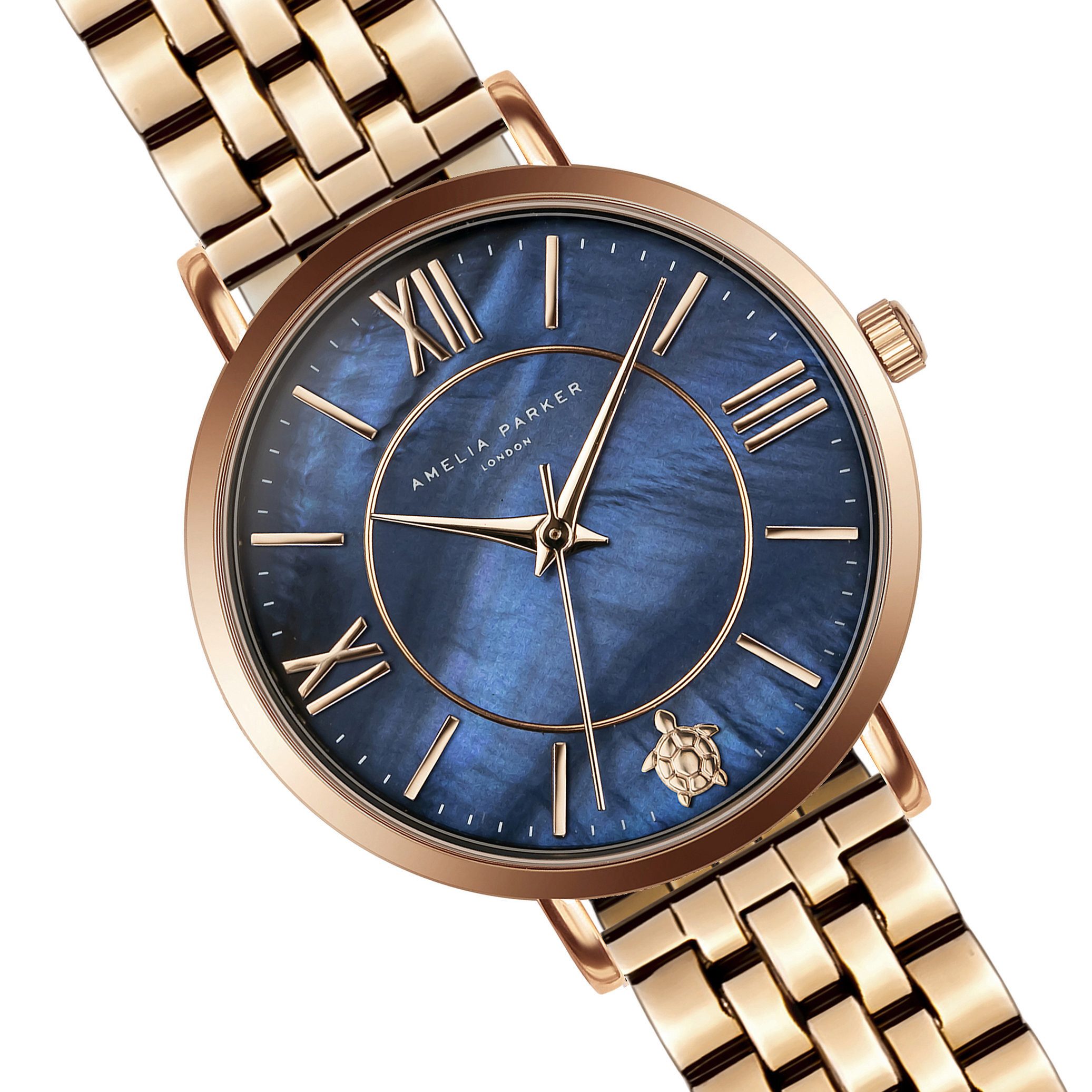 AMELIA PARKER Quarzuhr SAB5-4 Petite Blue Rose gold Link Set
