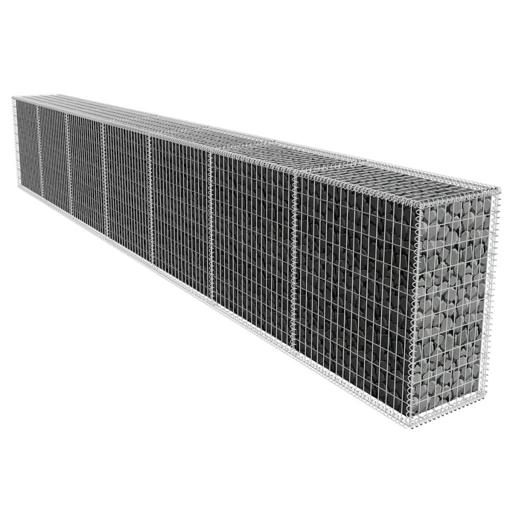 Gartentor Gabionenwand mit Abdeckung Verzinkter Stahl 600x50x100 cm