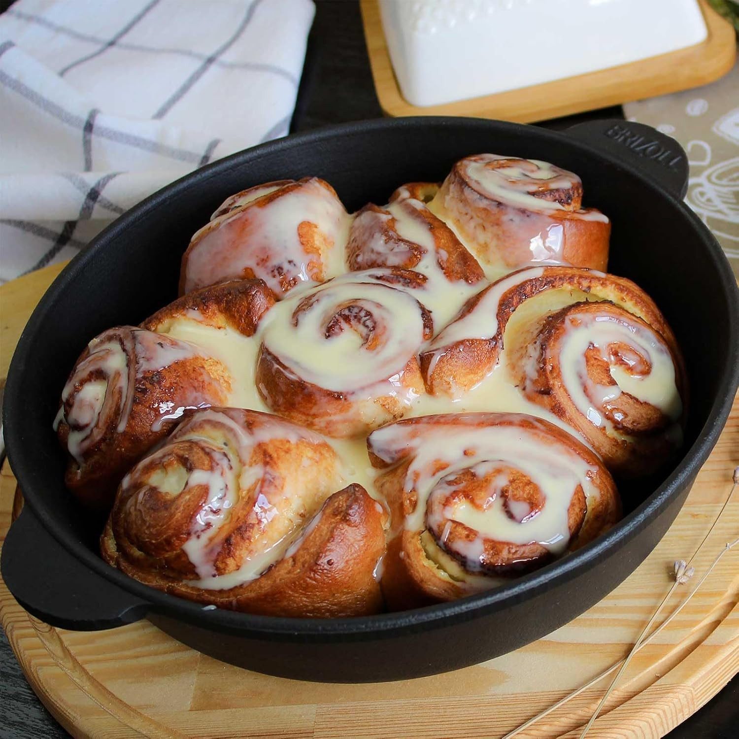 BIG-PAN Schmortopf Ø28 cm Schmorpfanne Gusseisen mit zwei Griffen Bratpfanne Induktion, Gusseisen
