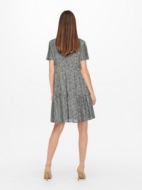 JACQUELINE de YONG Shirtkleid Lockeres Mini Print Kleid Blusen Kurzarm Dress JDYPIPER (knielang) 4880 in Schwarz