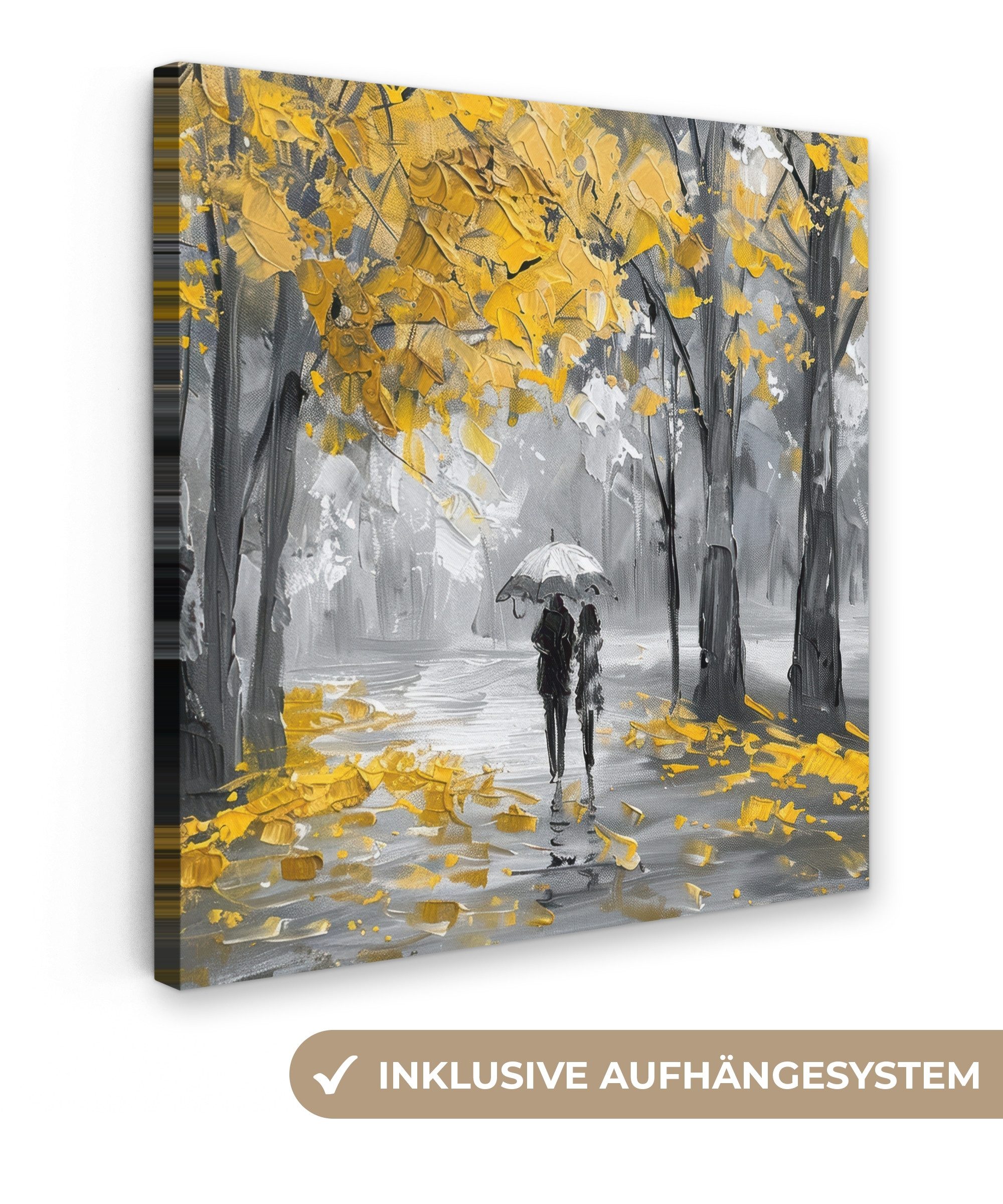 OneMillionCanvasses® Leinwandbild Natur - Gelb - Park - Schwarz - Weiß, Fot günstig online kaufen