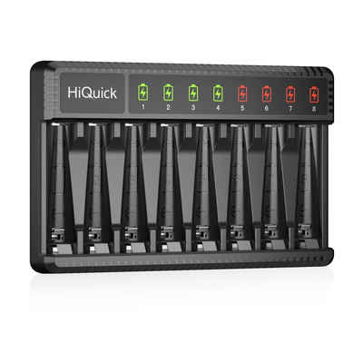 HiQuick Akku Ladegerät,Schnellladegerät,für AA AAA NI-MH Akku 8-Ladeplatz Batterie-Ladegerät (1-tlg)