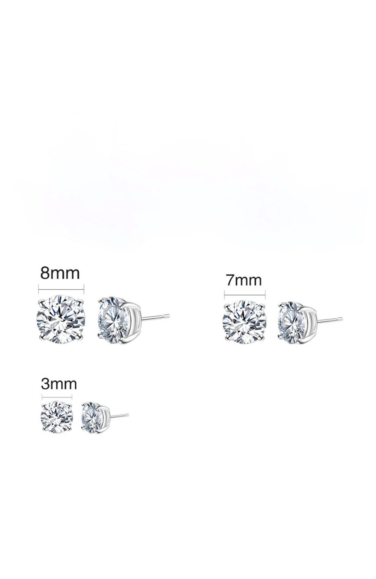 ROUGEMONT Paar Ohrstecker Handgefertigte Damen Pavé Zirkonia Ohrstecker 6mm 7mm 8mm 925 Silber, Hypoallergen