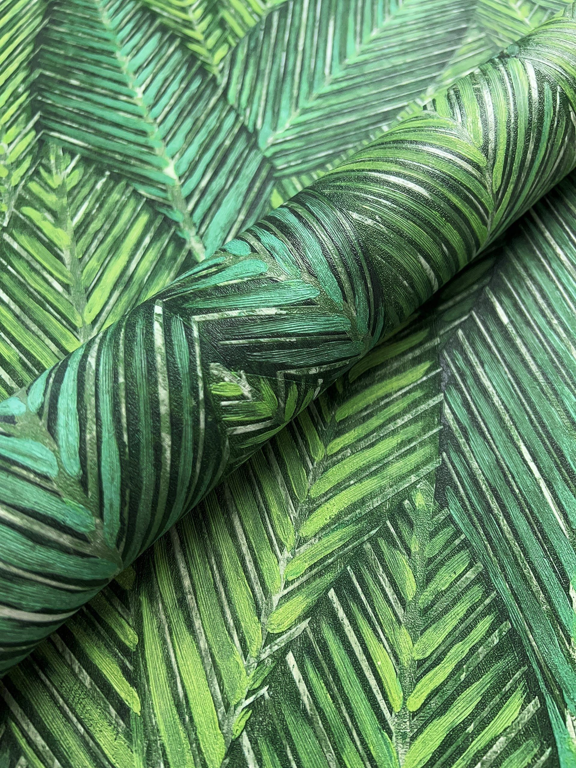 Newroom Vliestapete, Grün Tapete Modern Dschungel - Mustertapete Dschungelt günstig online kaufen